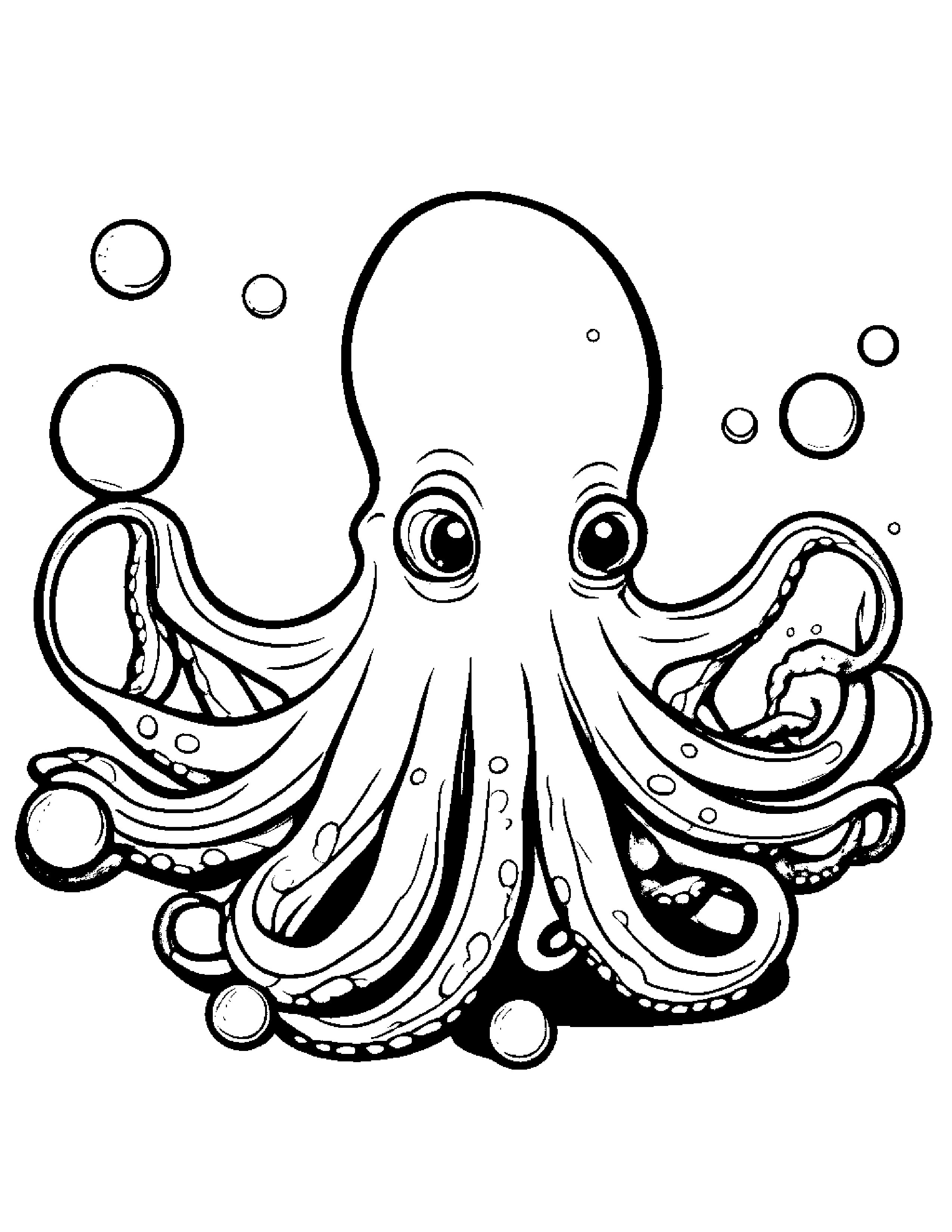 Octopus Blowing Bubbles #4 Coloring Page (Free Printable PDF)