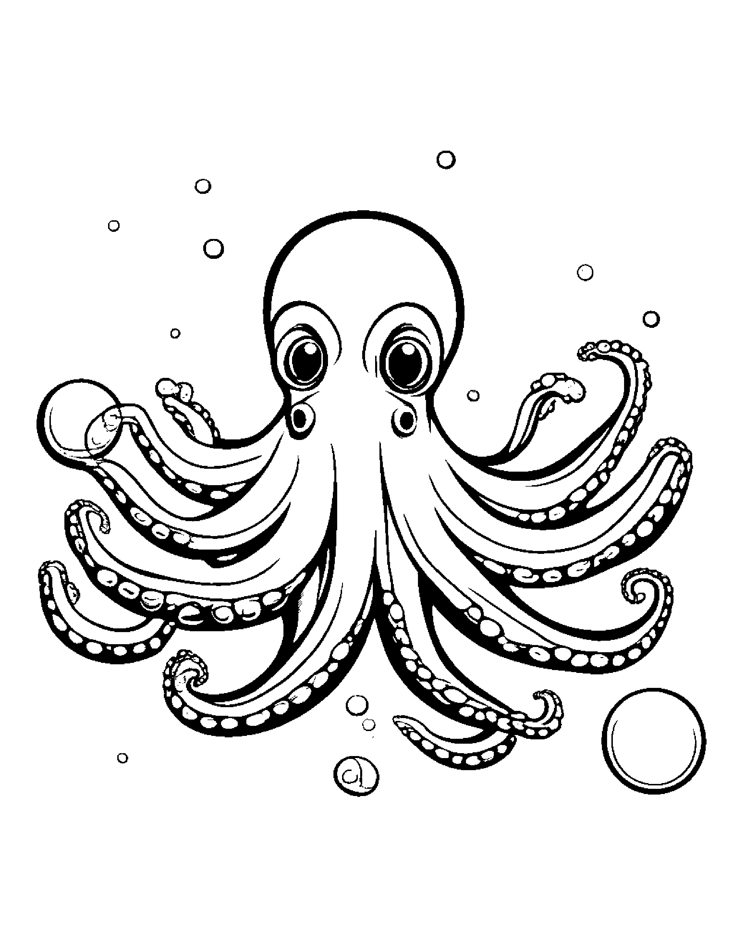 Octopus Blowing Bubbles #5 Coloring Page (Free Printable PDF)