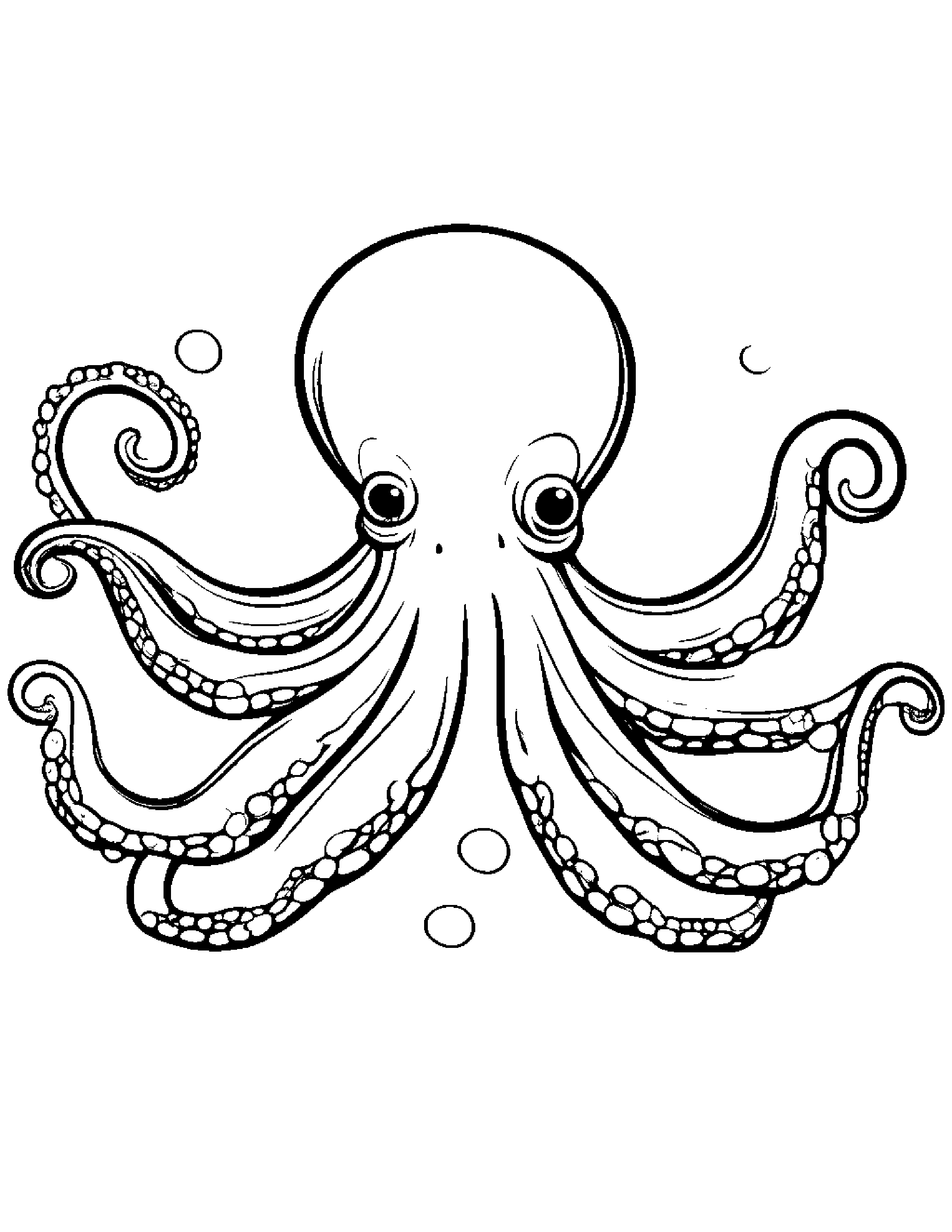Octopus Blowing Bubbles Coloring Page (Free Printable PDF)