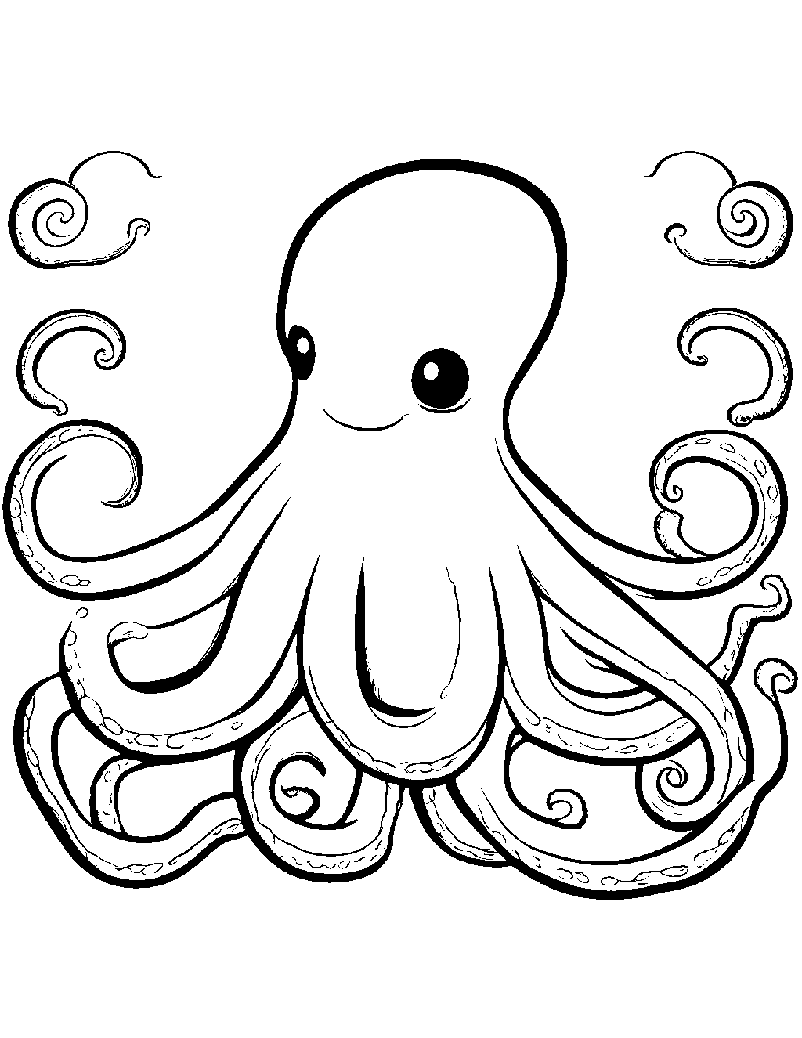 Octopus Making Silly Faces #2 Coloring Page (Free Printable PDF)