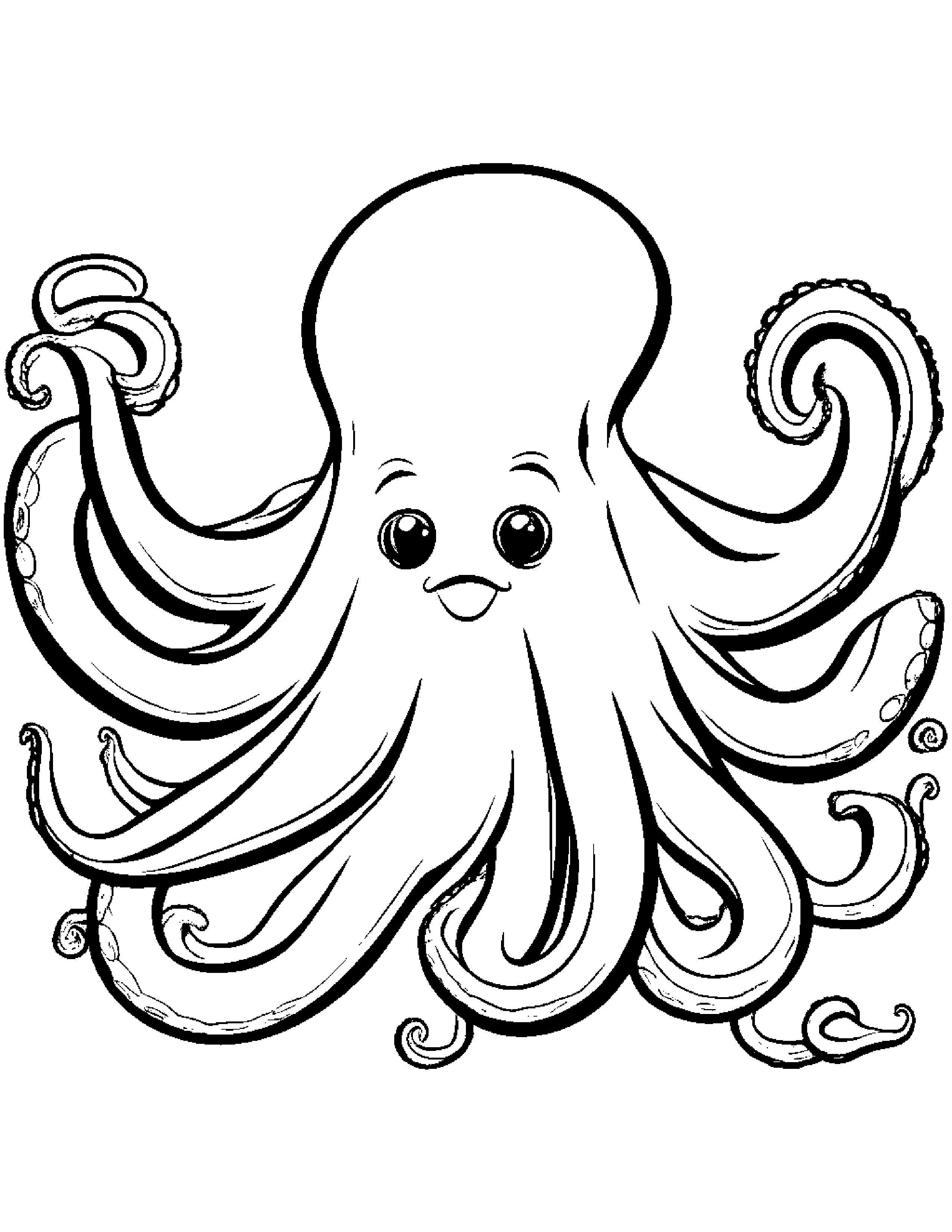 Octopus Making Silly Faces #4 Coloring Page (Free Printable PDF)
