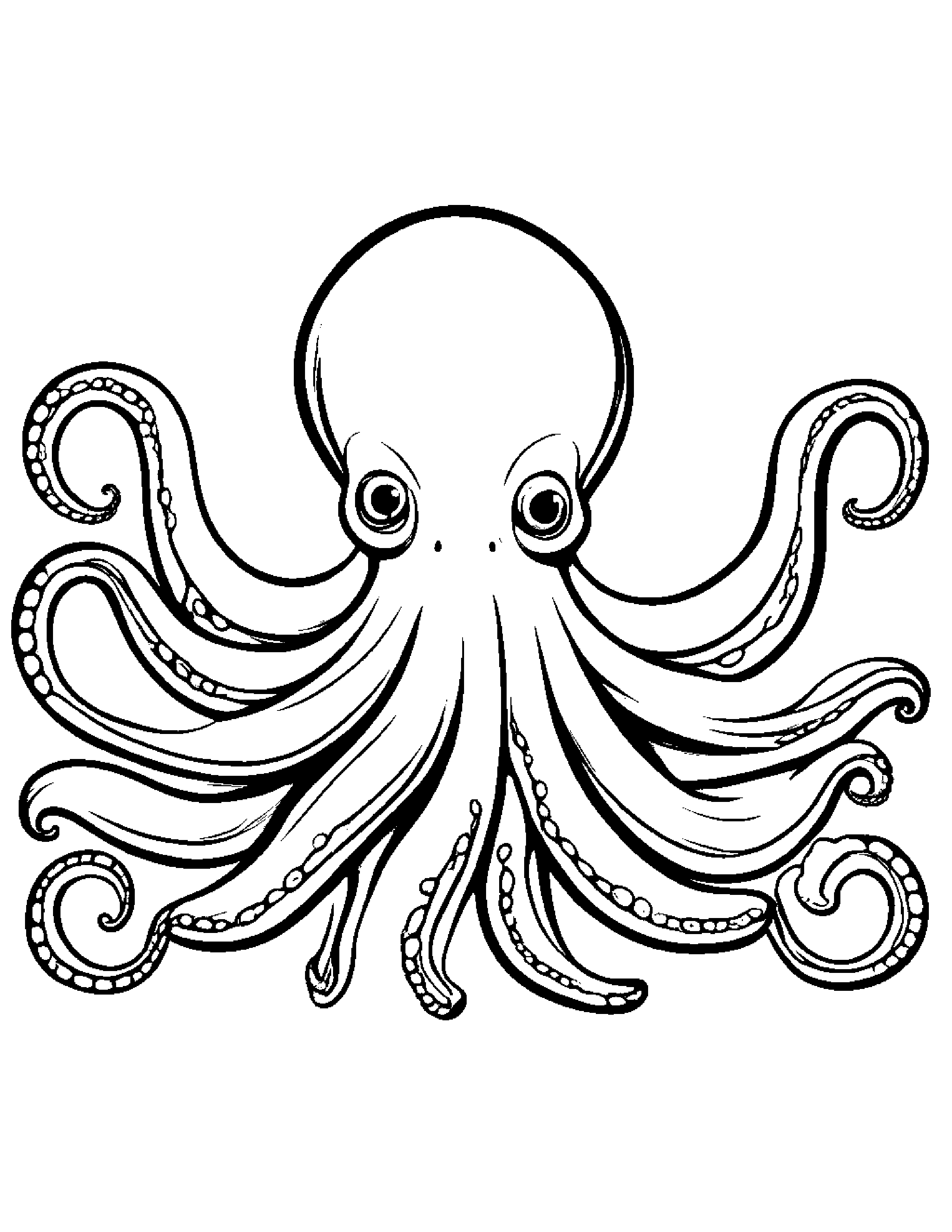 Octopus Waving Coloring Page (Free Printable PDF)