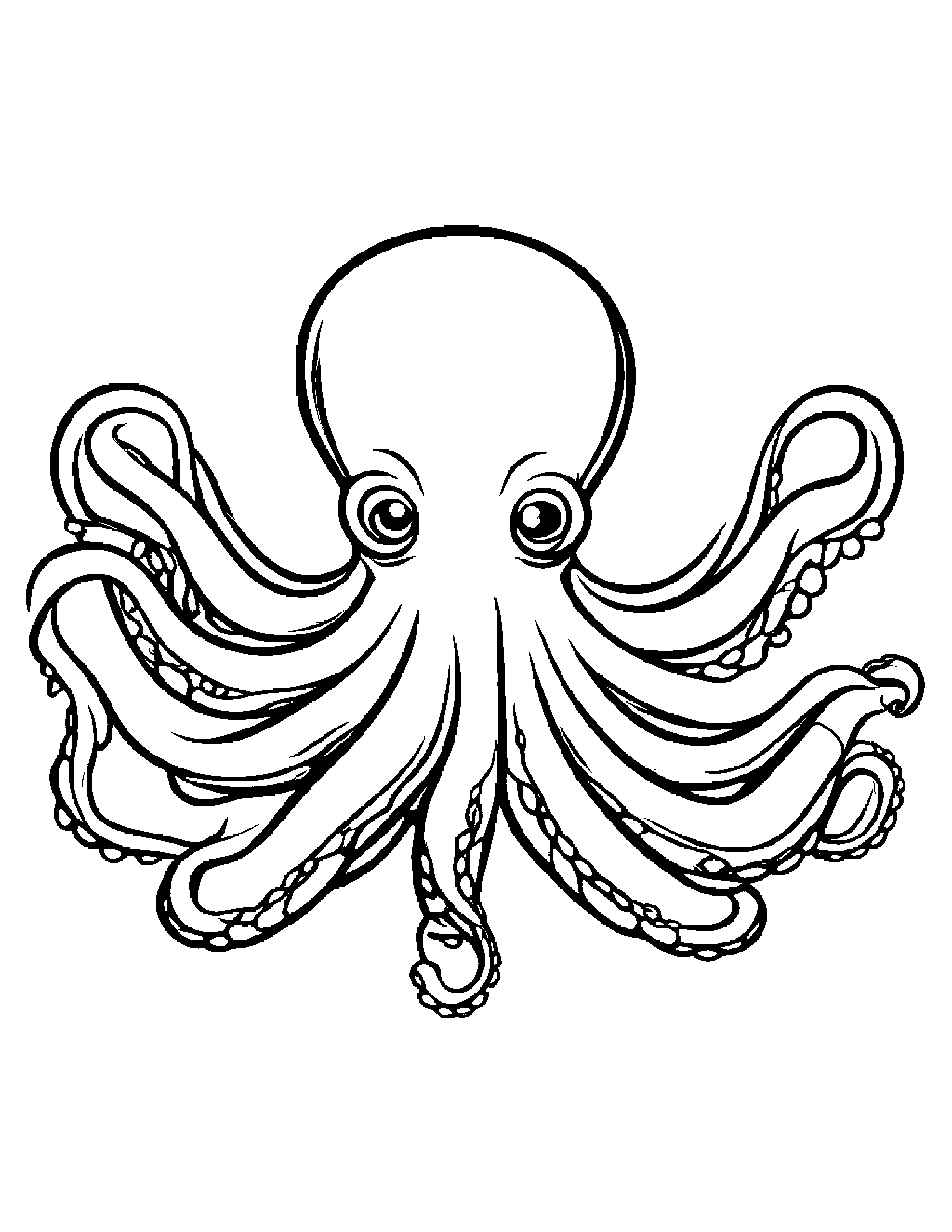 Octopus With A Sunny Sticker Coloring Page (Free Printable PDF)
