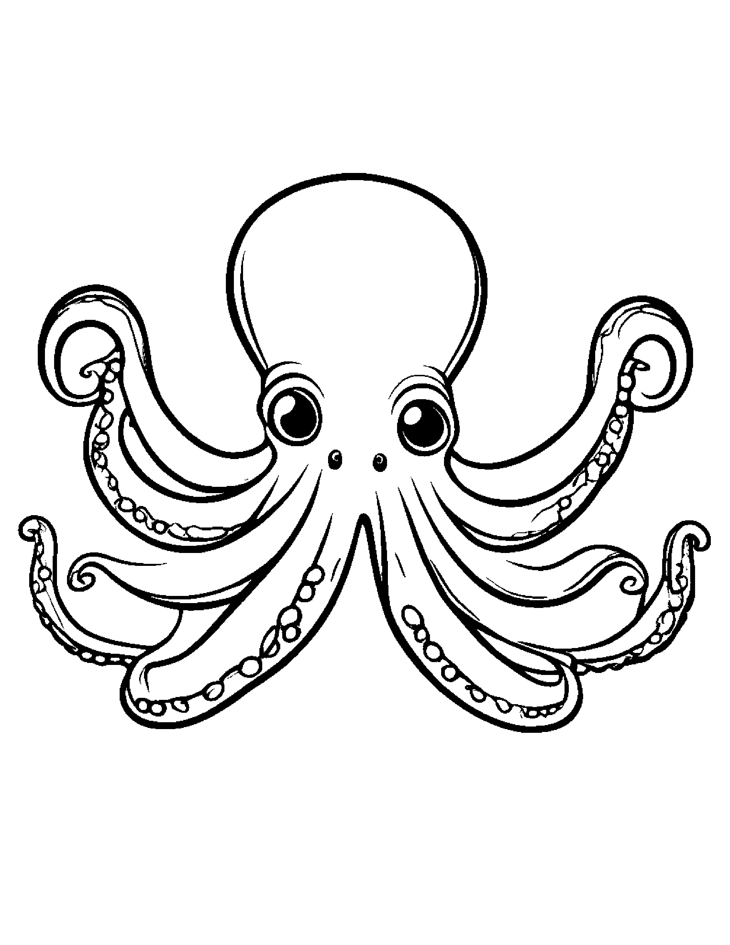 Octopus With A Tiny Bow Coloring Page (Free Printable PDF)