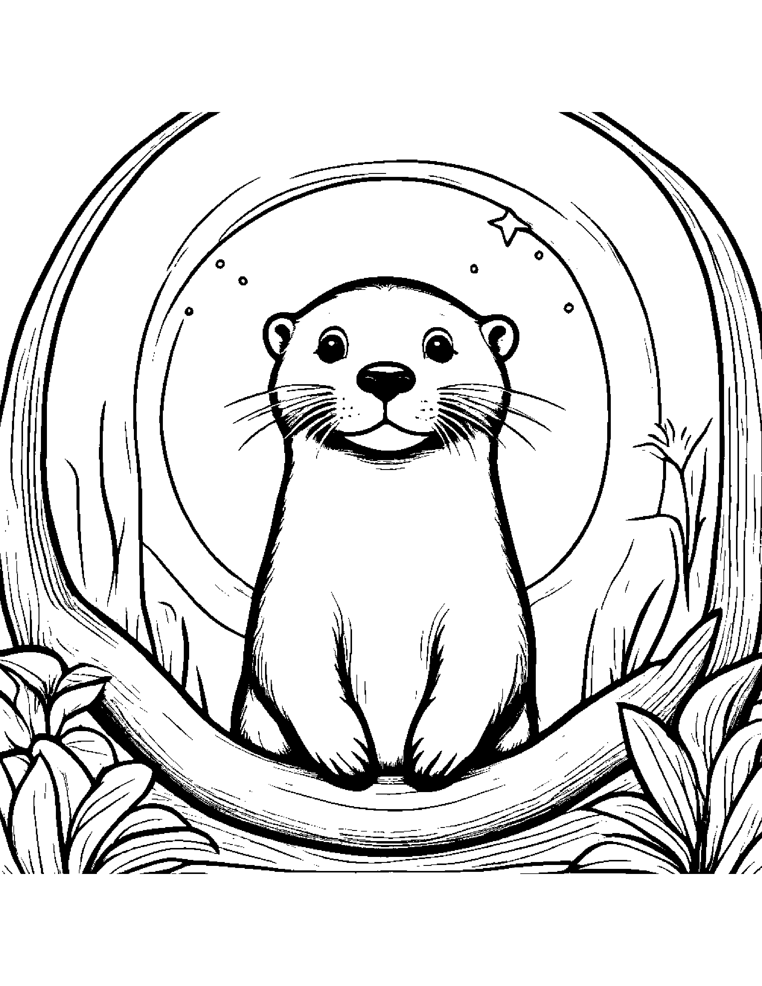 Otter With A Friendly Star By A Reading Nook #5 Coloring Page (Free Printable PDF)