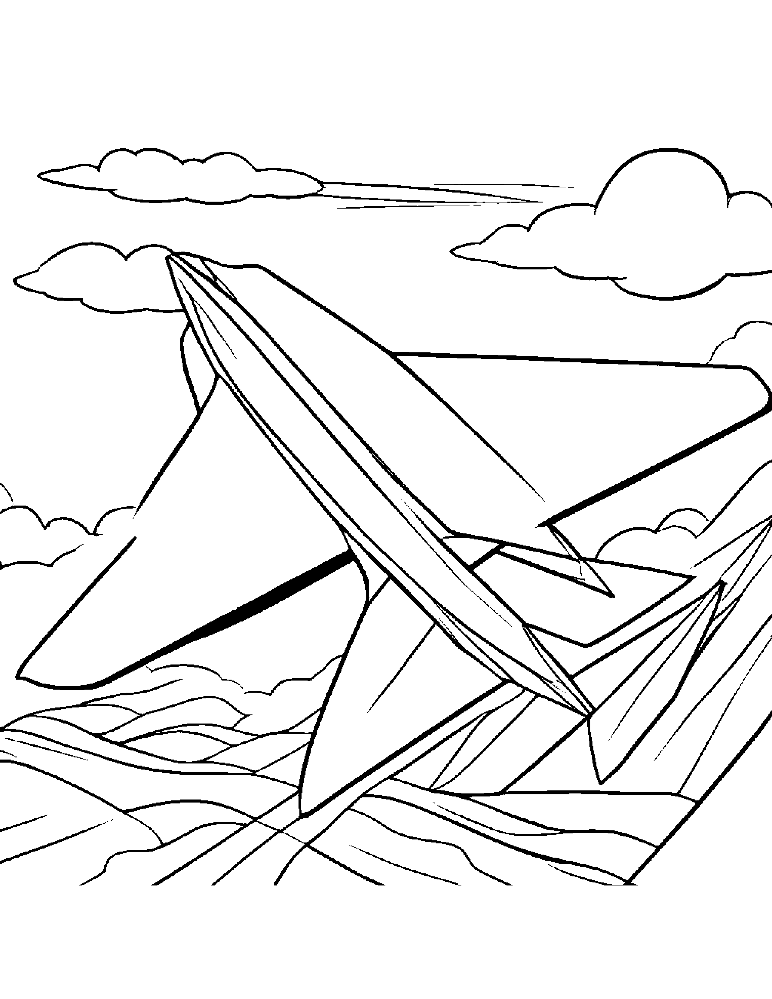 Paper Airplane Learning To Tie A Bow #3 Coloring Page (Free Printable PDF)