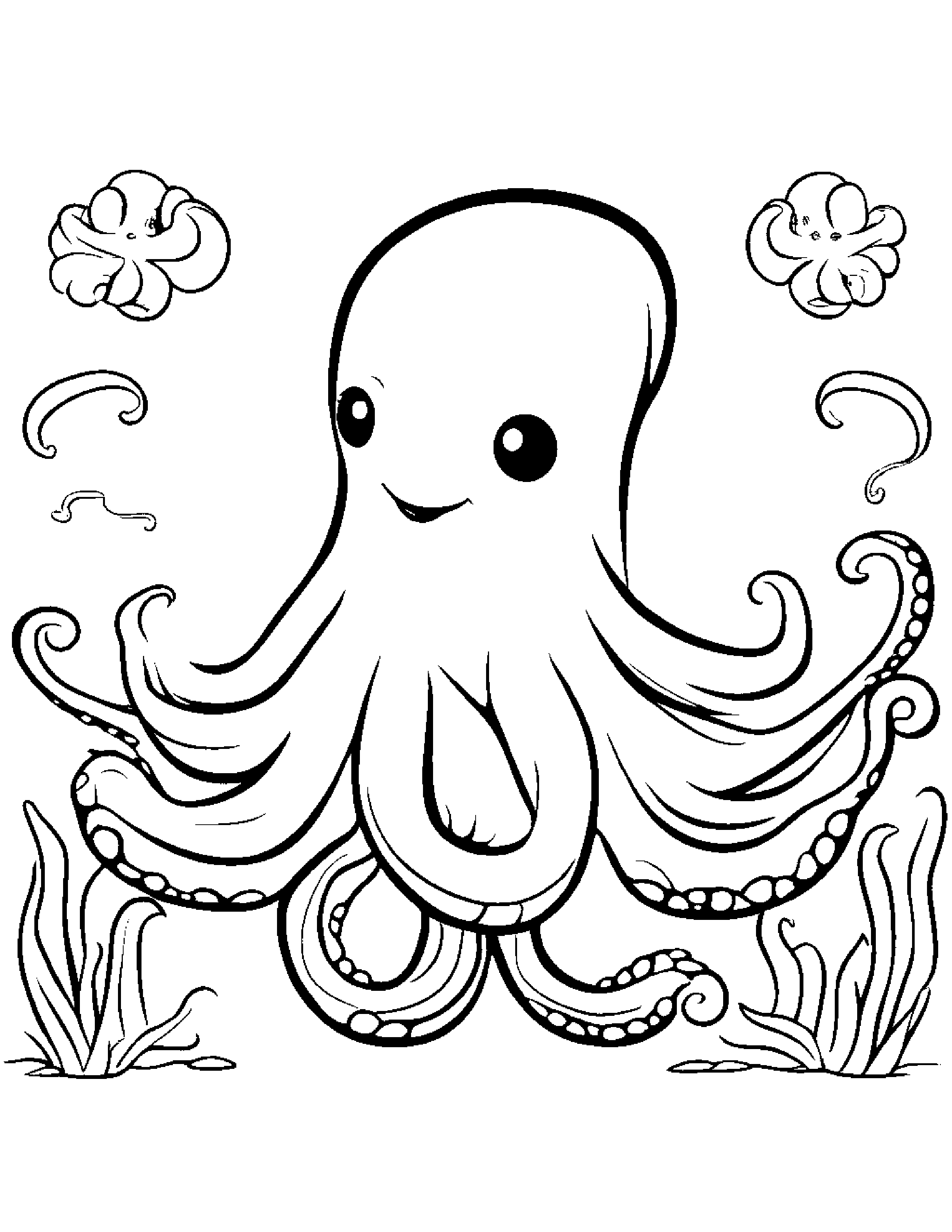 Peppy Octopus Learning To Count To Ten #2 Coloring Page (Free Printable PDF)