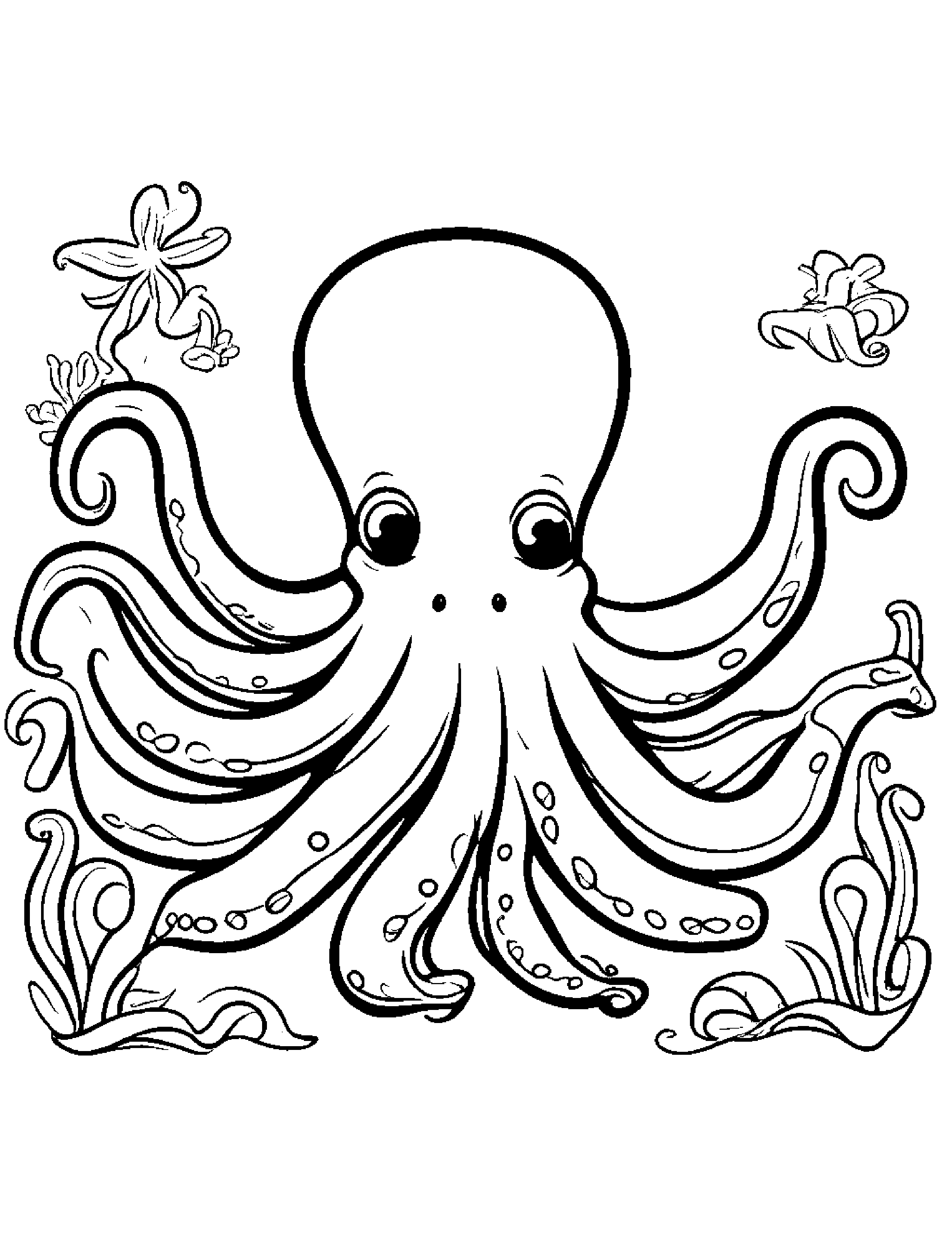 Peppy Octopus Learning To Count To Ten #3 Coloring Page (Free Printable PDF)