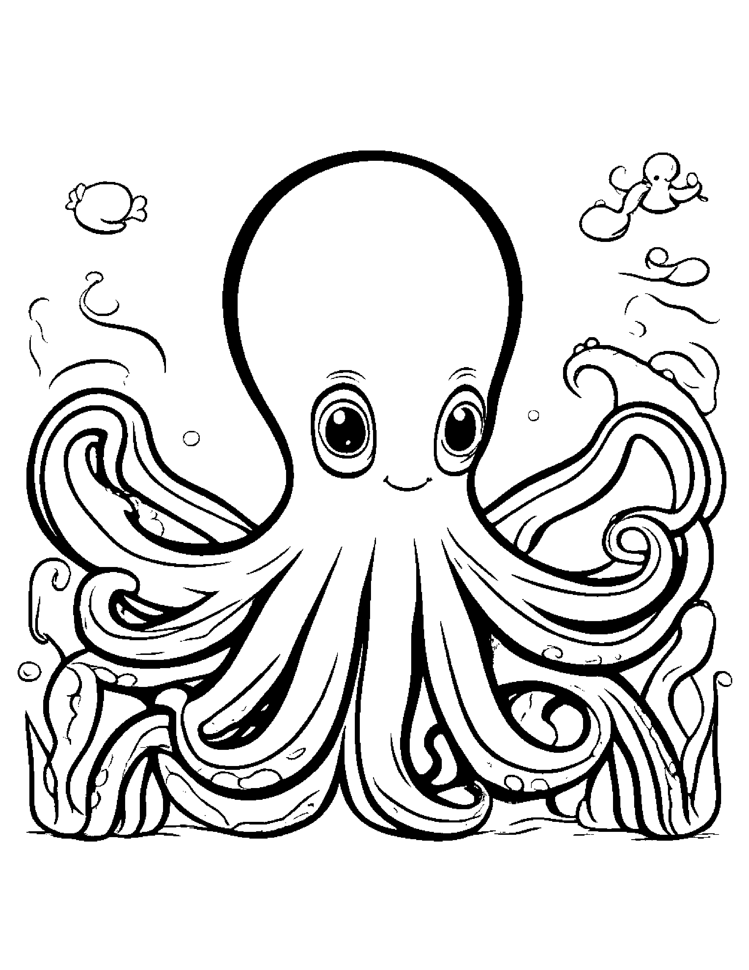 Peppy Octopus Learning To Count To Ten #4 Coloring Page (Free Printable PDF)