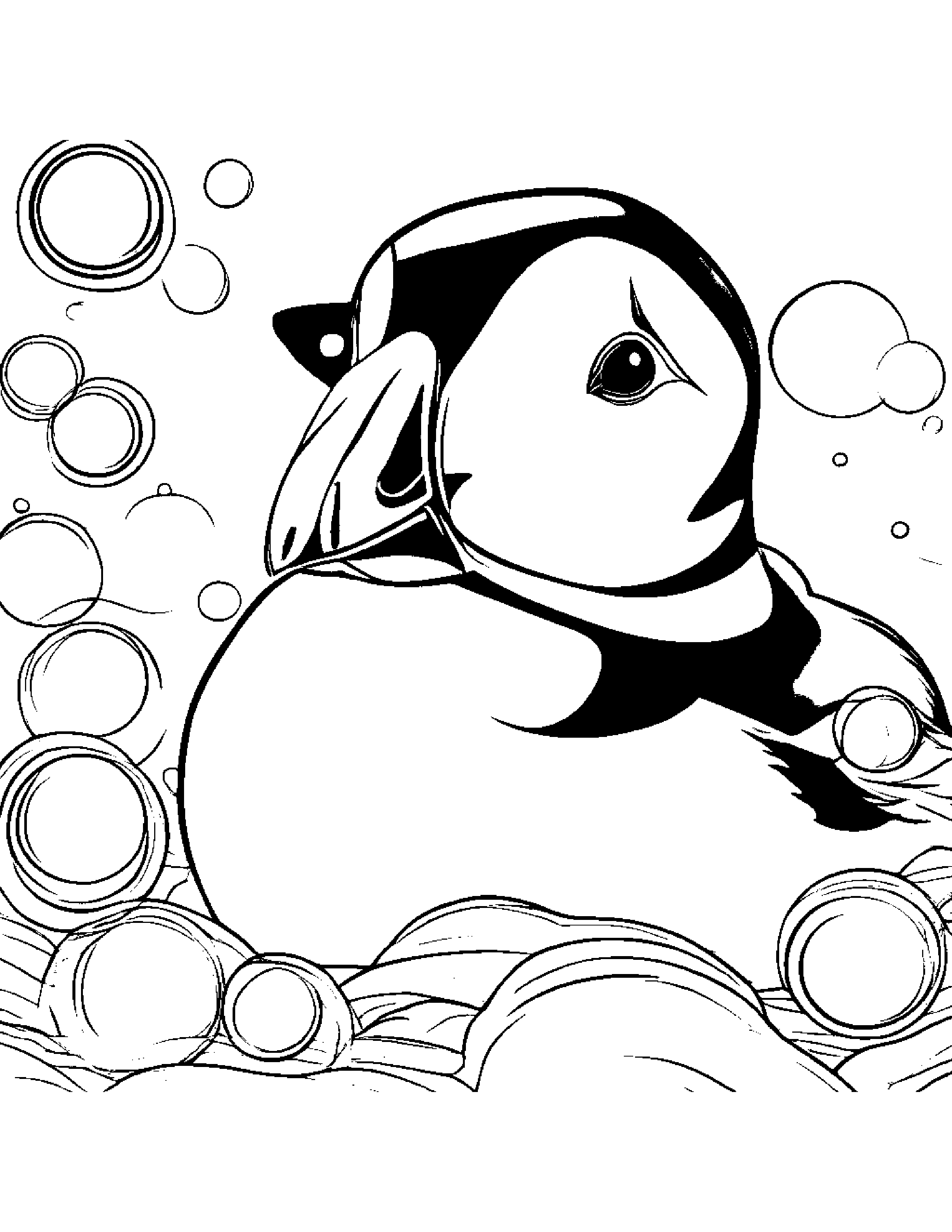 Peppy Puffin Blowing Bubbles #5 Coloring Page (Free Printable PDF)
