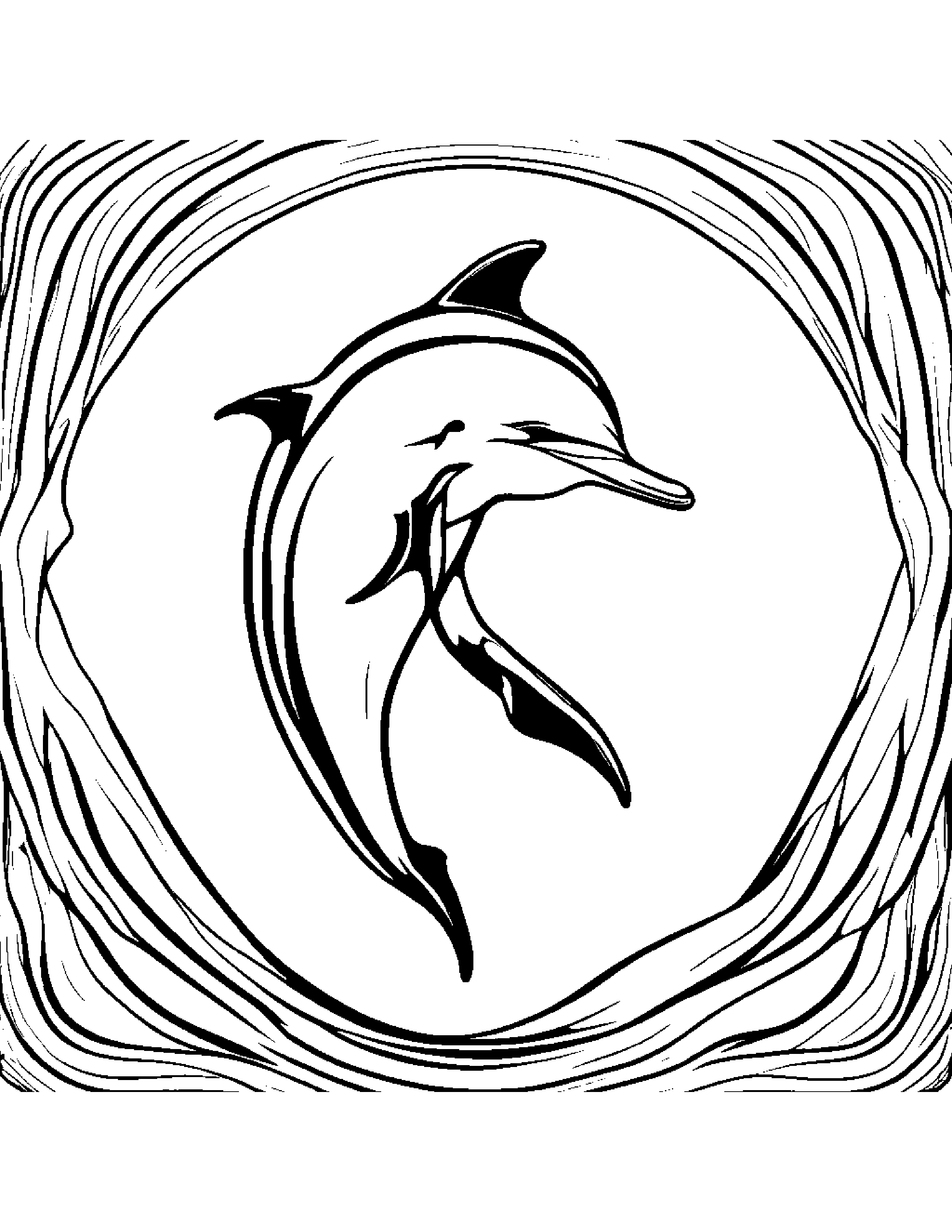 Playful Dolphin Calf #2 Coloring Page (Free Printable PDF)