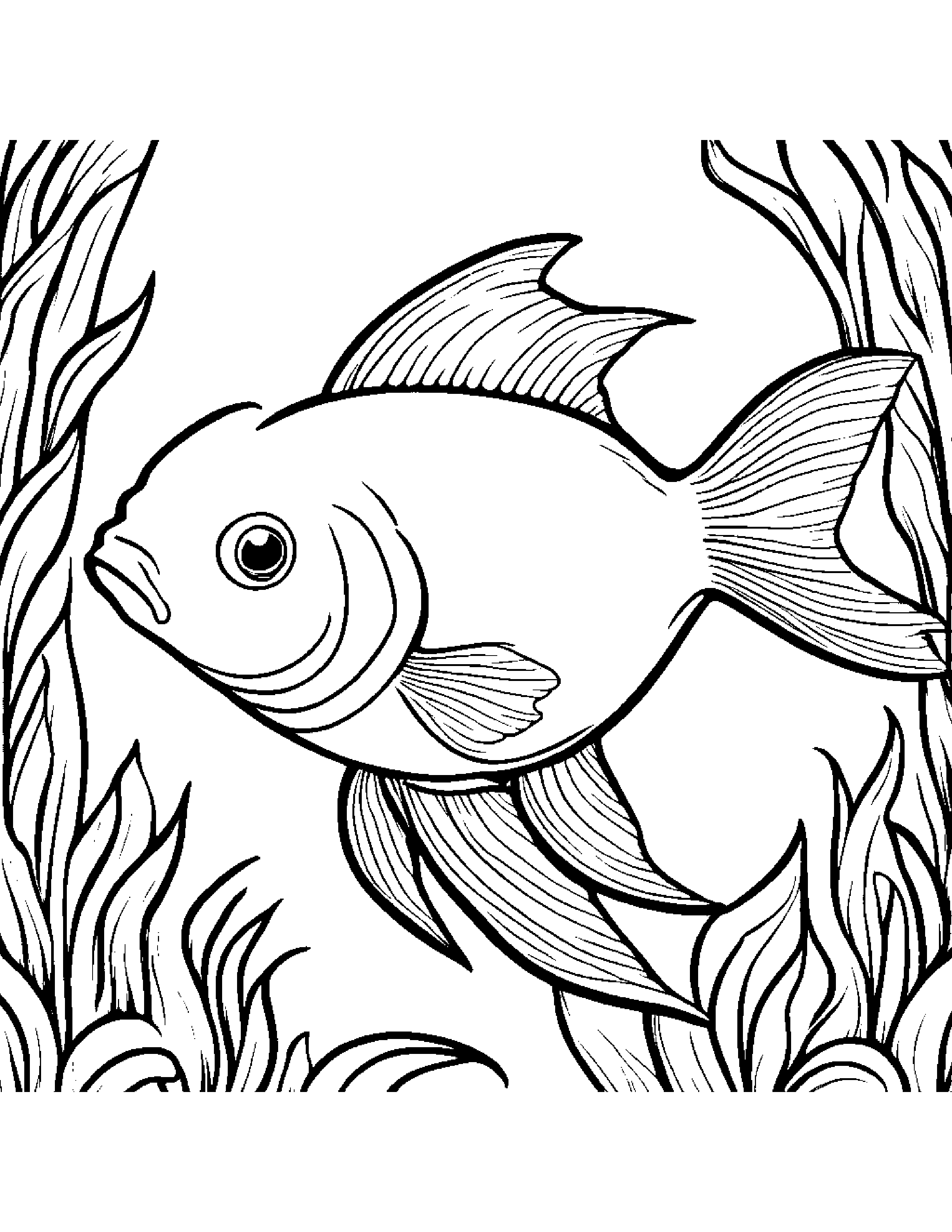 Playful Goldfish #2 Coloring Page (Free Printable PDF)