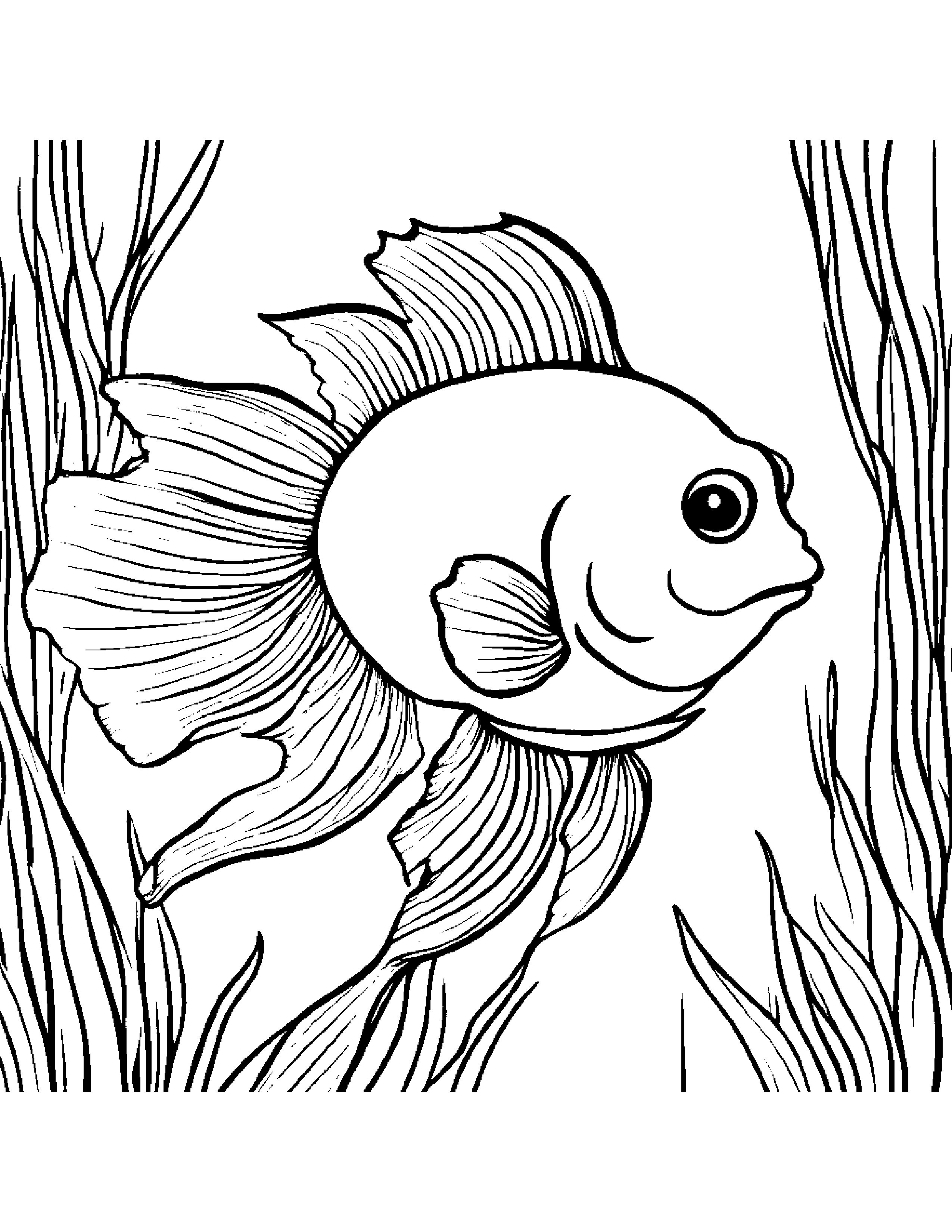 Playful Goldfish #4 Coloring Page (Free Printable PDF)