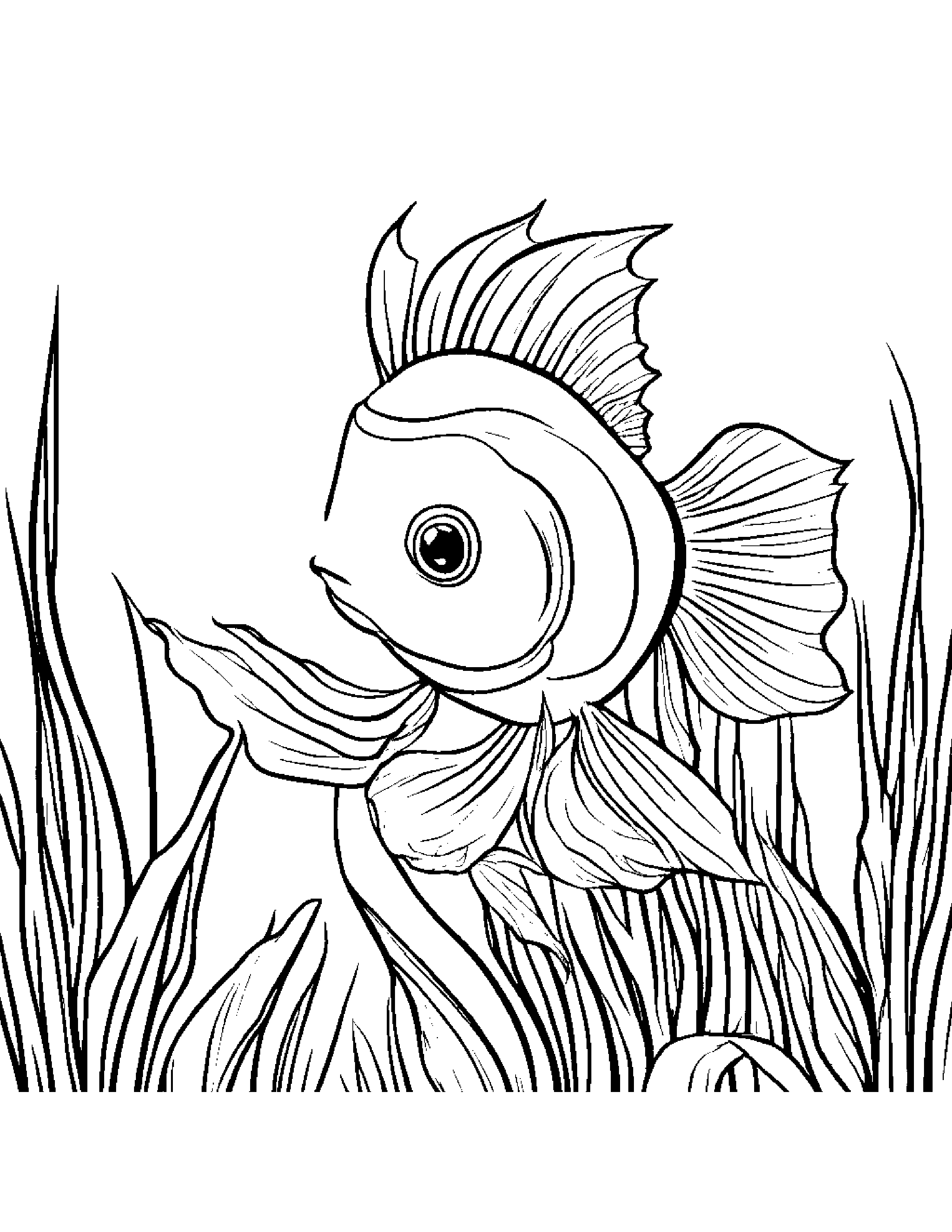 Playful Goldfish #5 Coloring Page (Free Printable PDF)