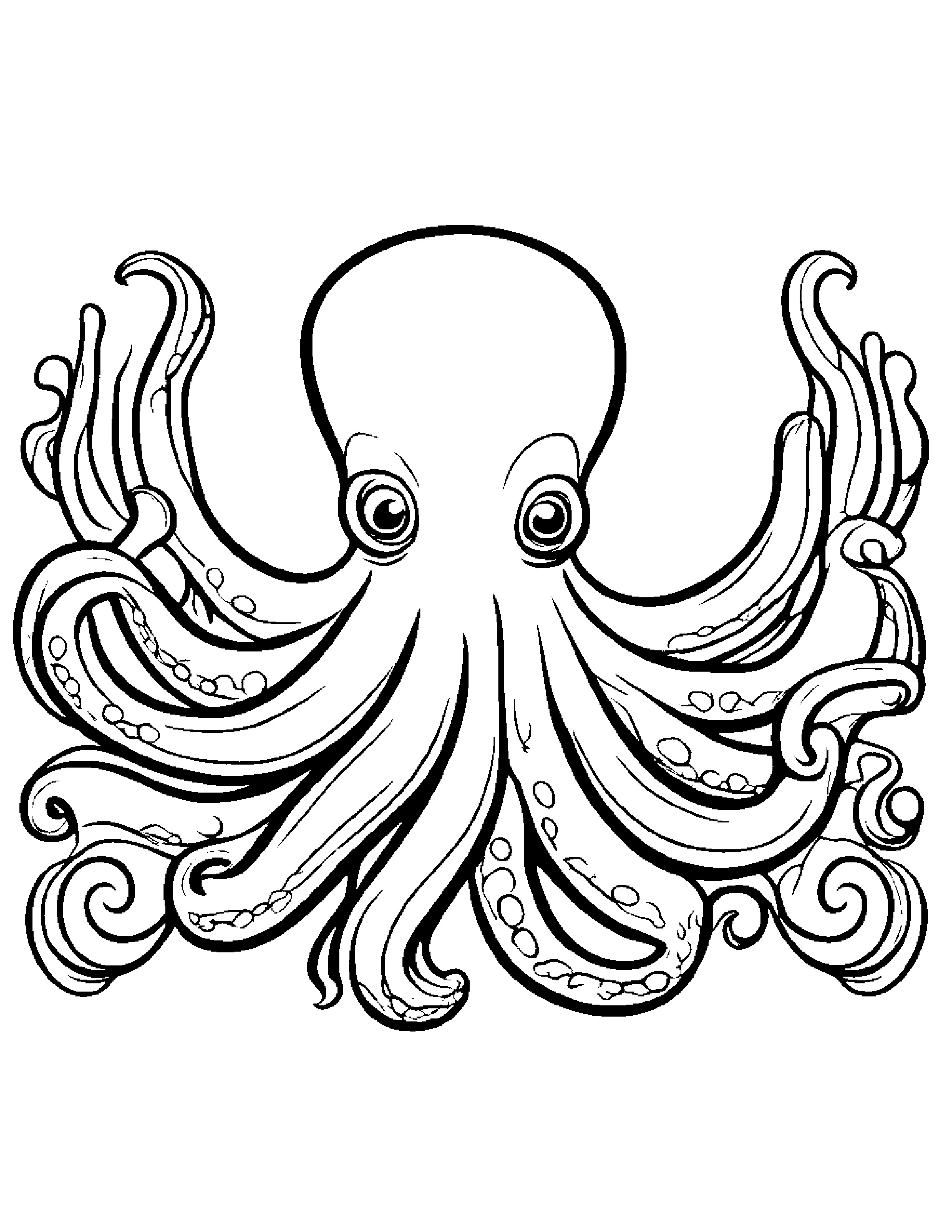 Playful Octopus #2 Coloring Page (Free Printable PDF)
