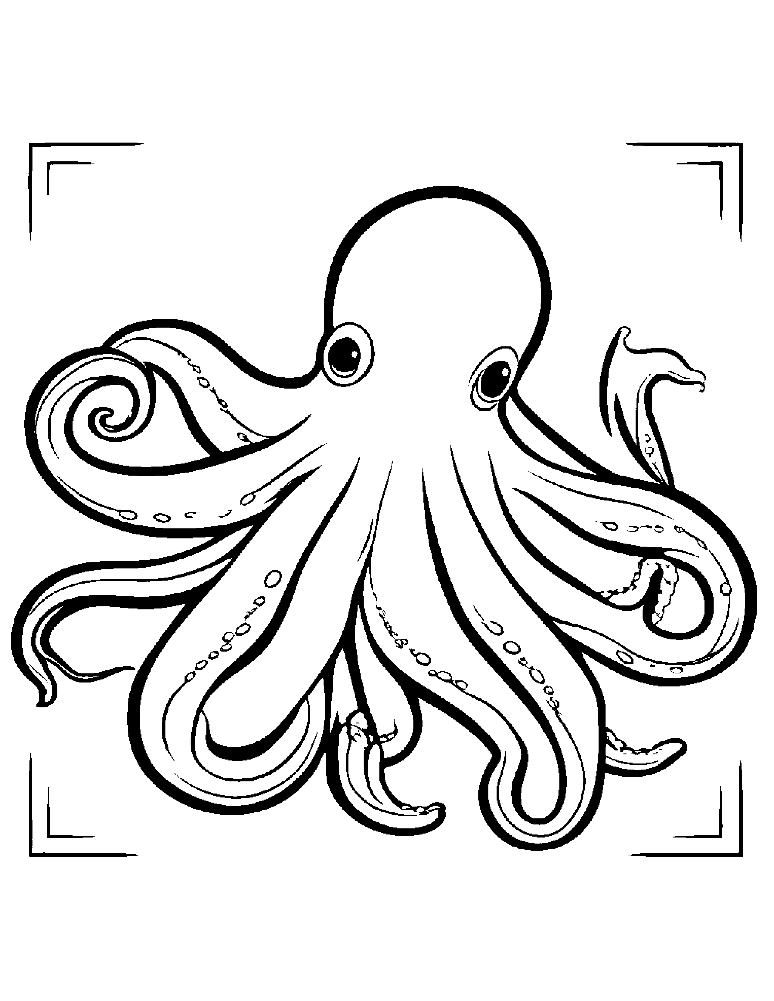Playful Octopus #3 Coloring Page (Free Printable PDF)