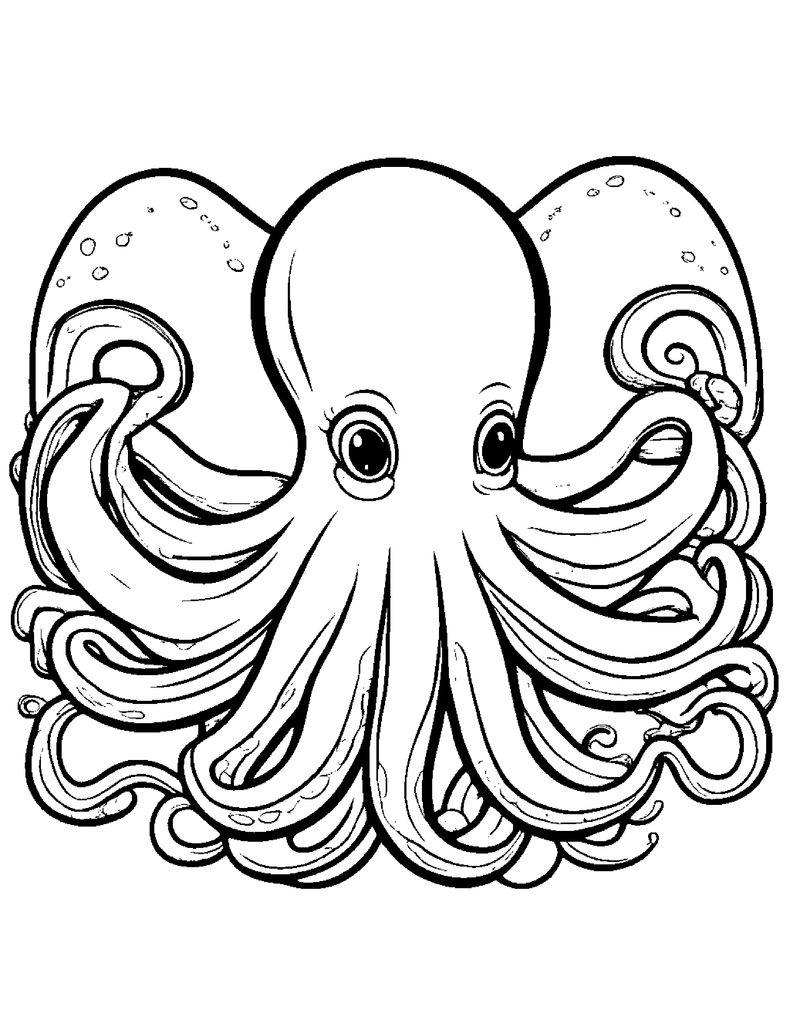 Playful Octopus #4 Coloring Page (Free Printable PDF)