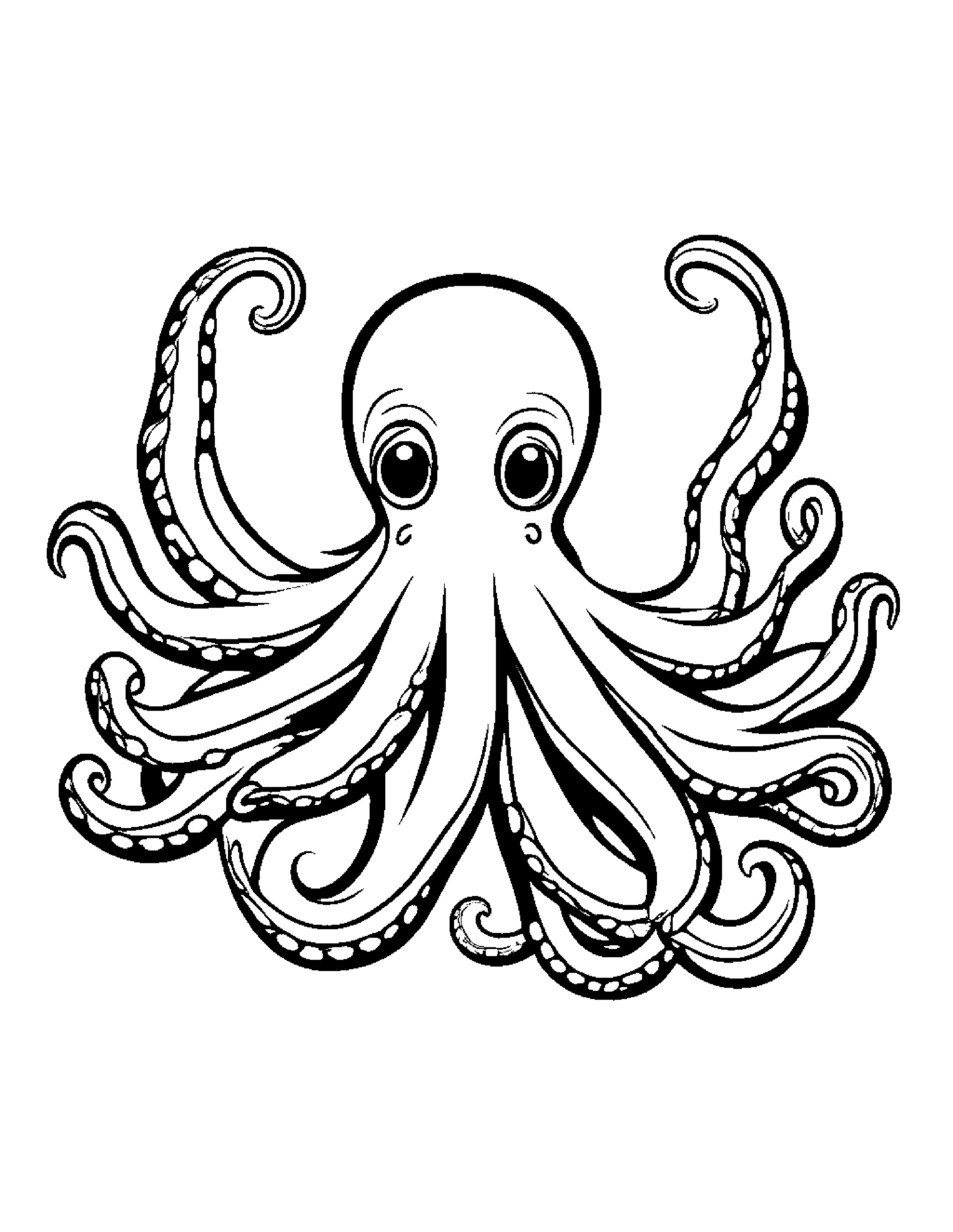 Playful Octopus #5 Coloring Page (Free Printable PDF)