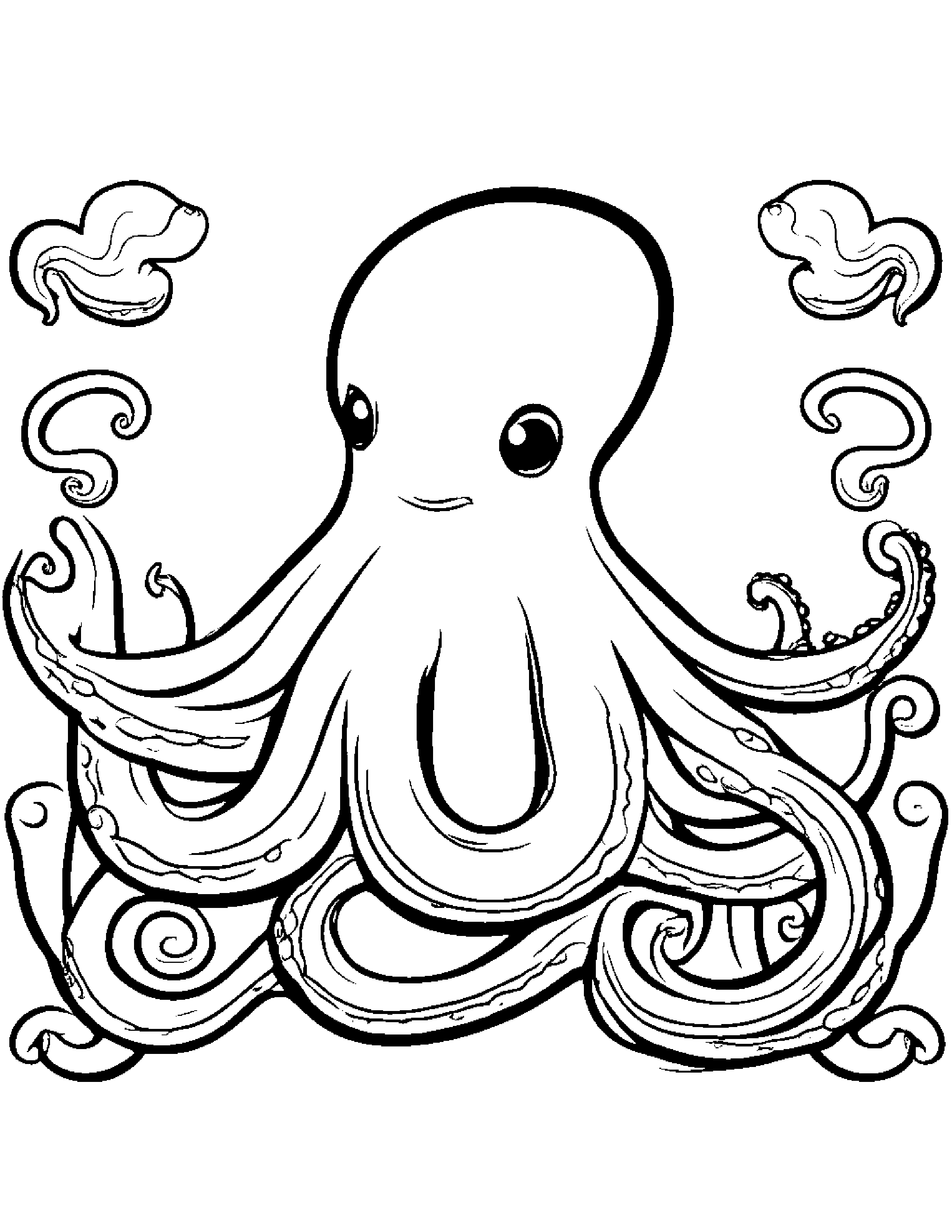 Playful Octopus Coloring Page (Free Printable PDF)