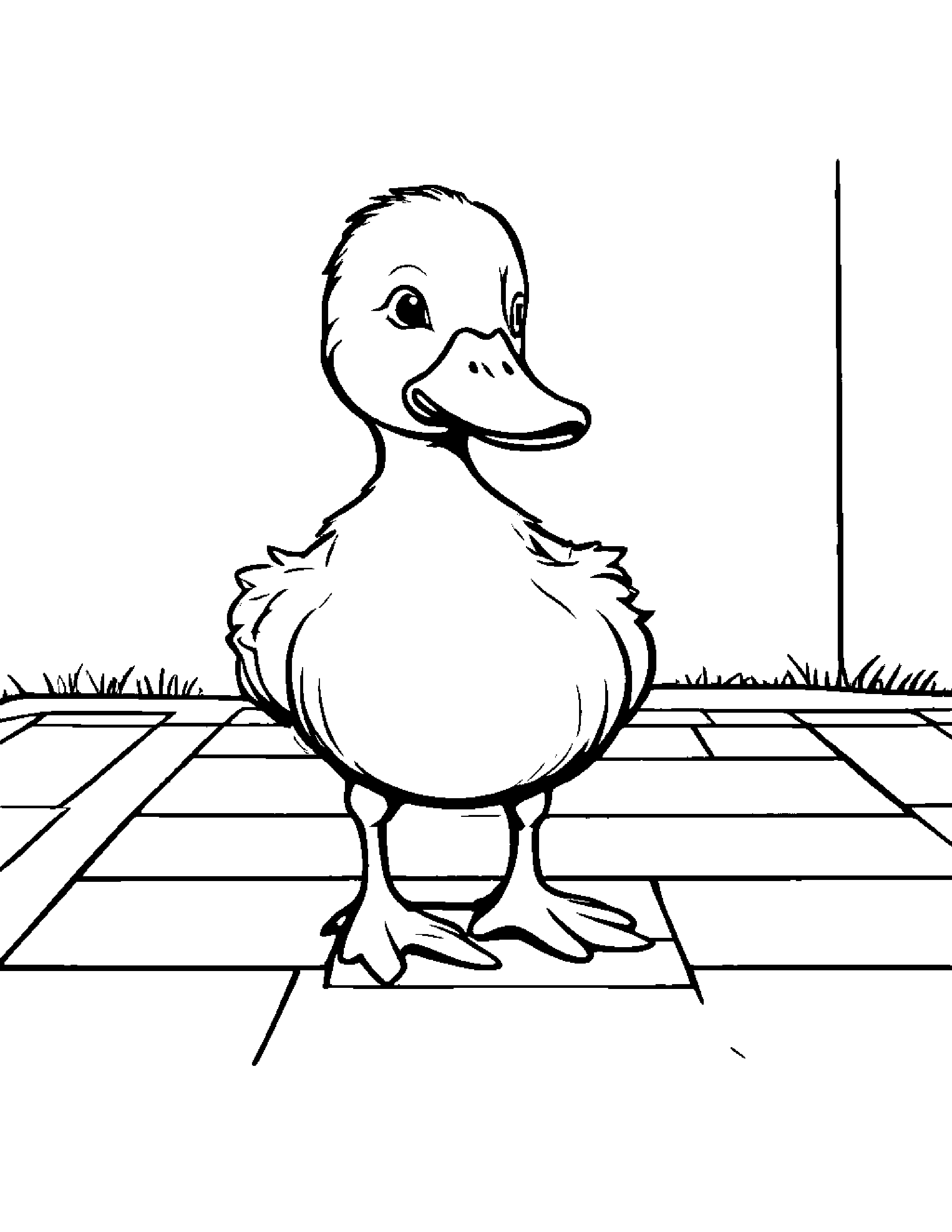 Polite Duckling Playing Hopscotch #3 Coloring Page (Free Printable PDF)