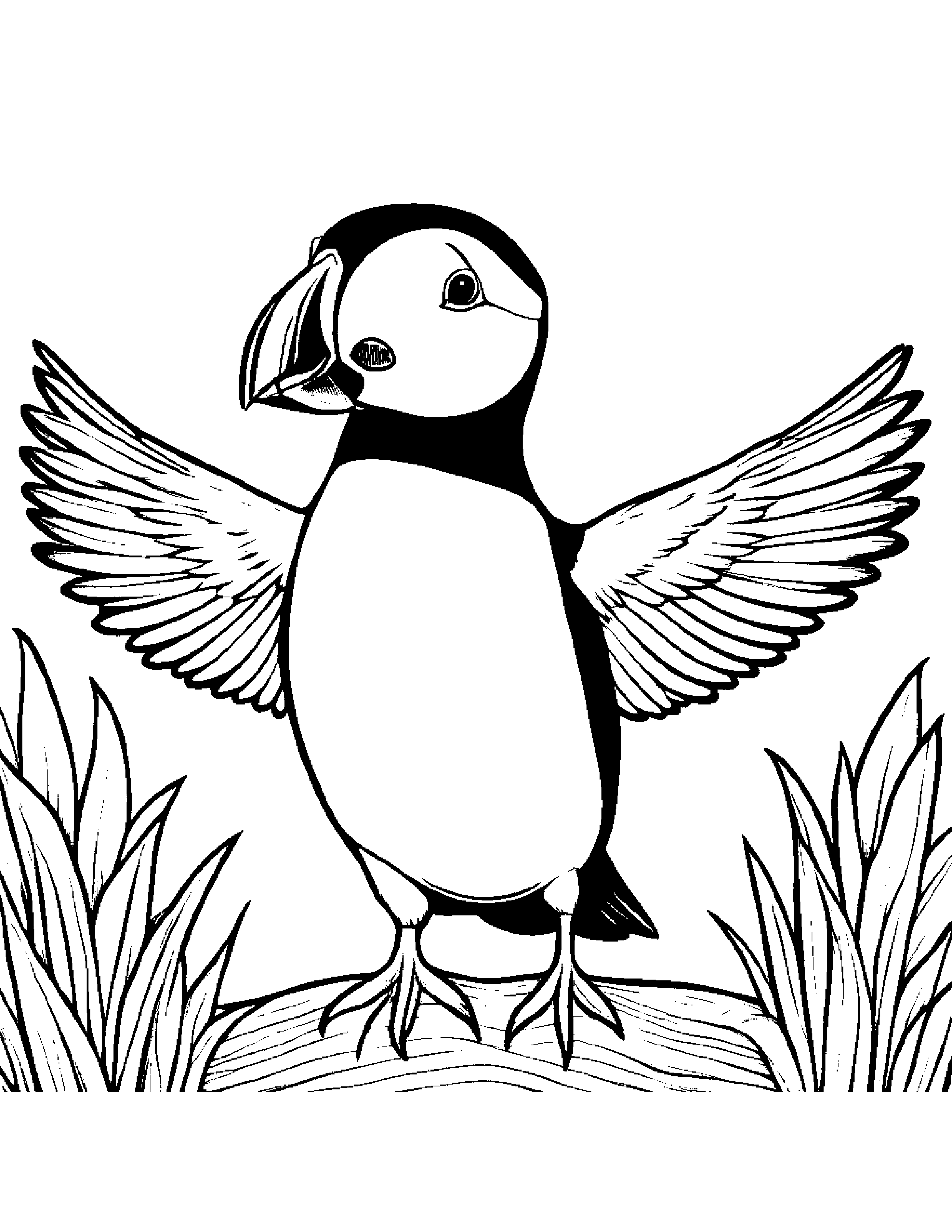 Puffin Giving A High Five #2 Coloring Page (Free Printable PDF)