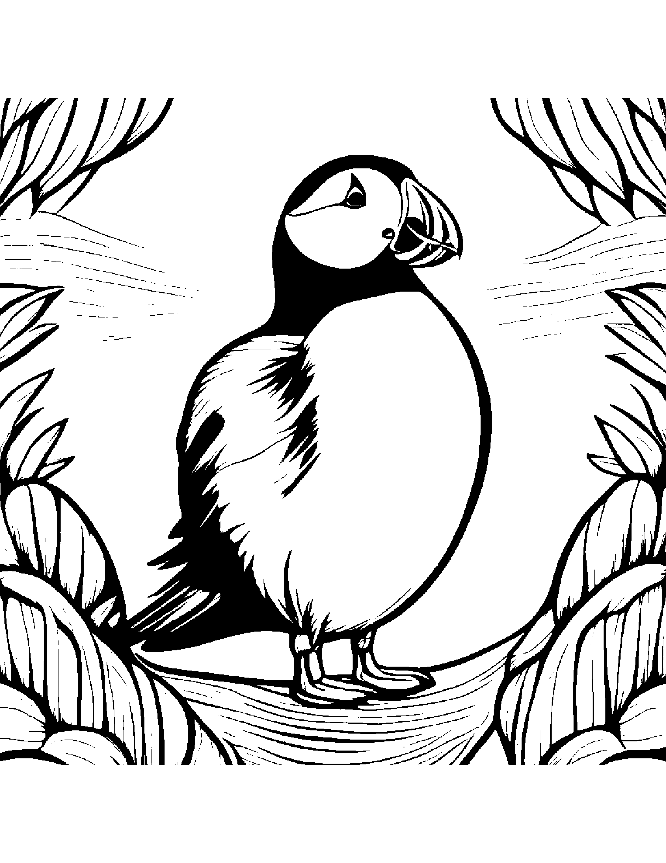 Puffin Giving A High Five #3 Coloring Page (Free Printable PDF)