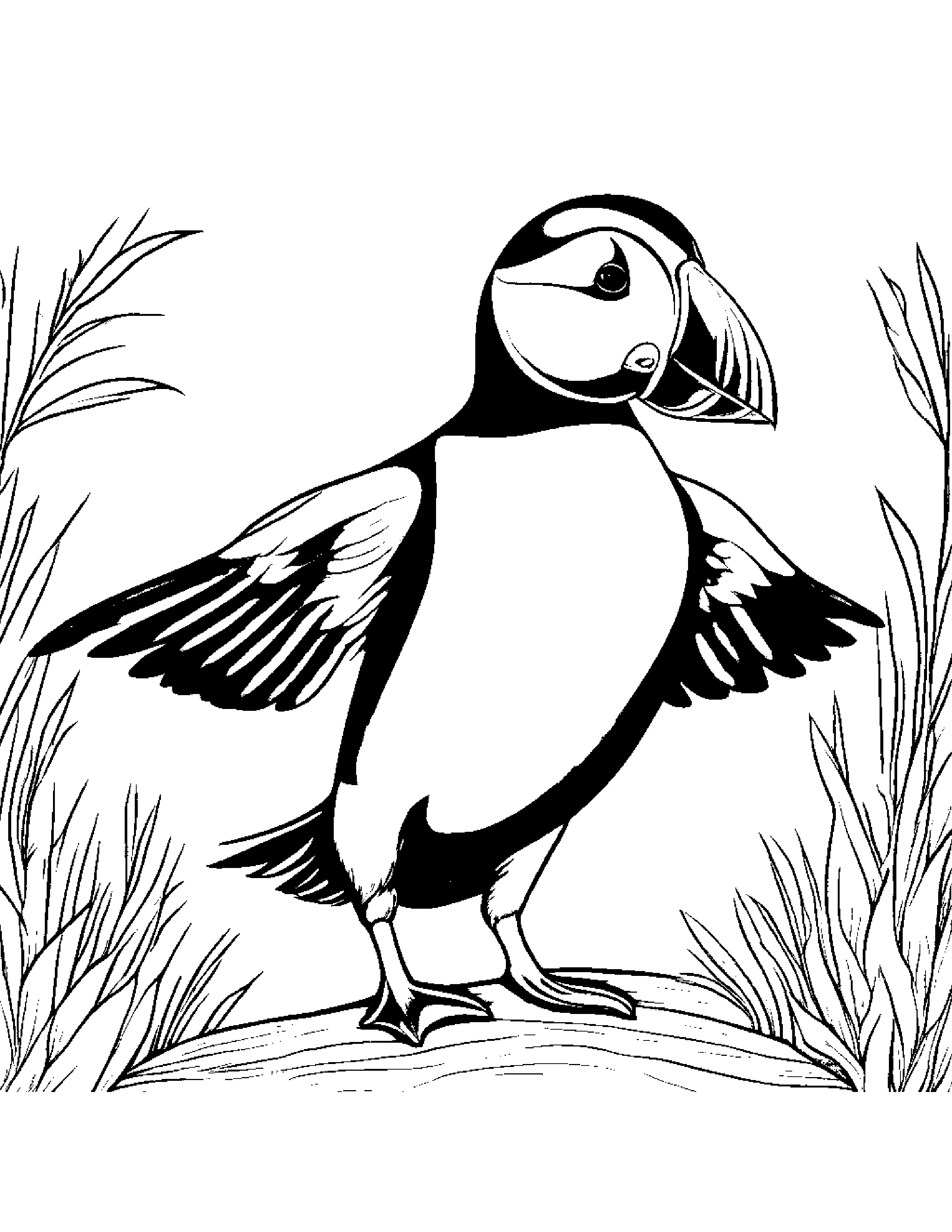Puffin Giving A High Five #4 Coloring Page (Free Printable PDF)
