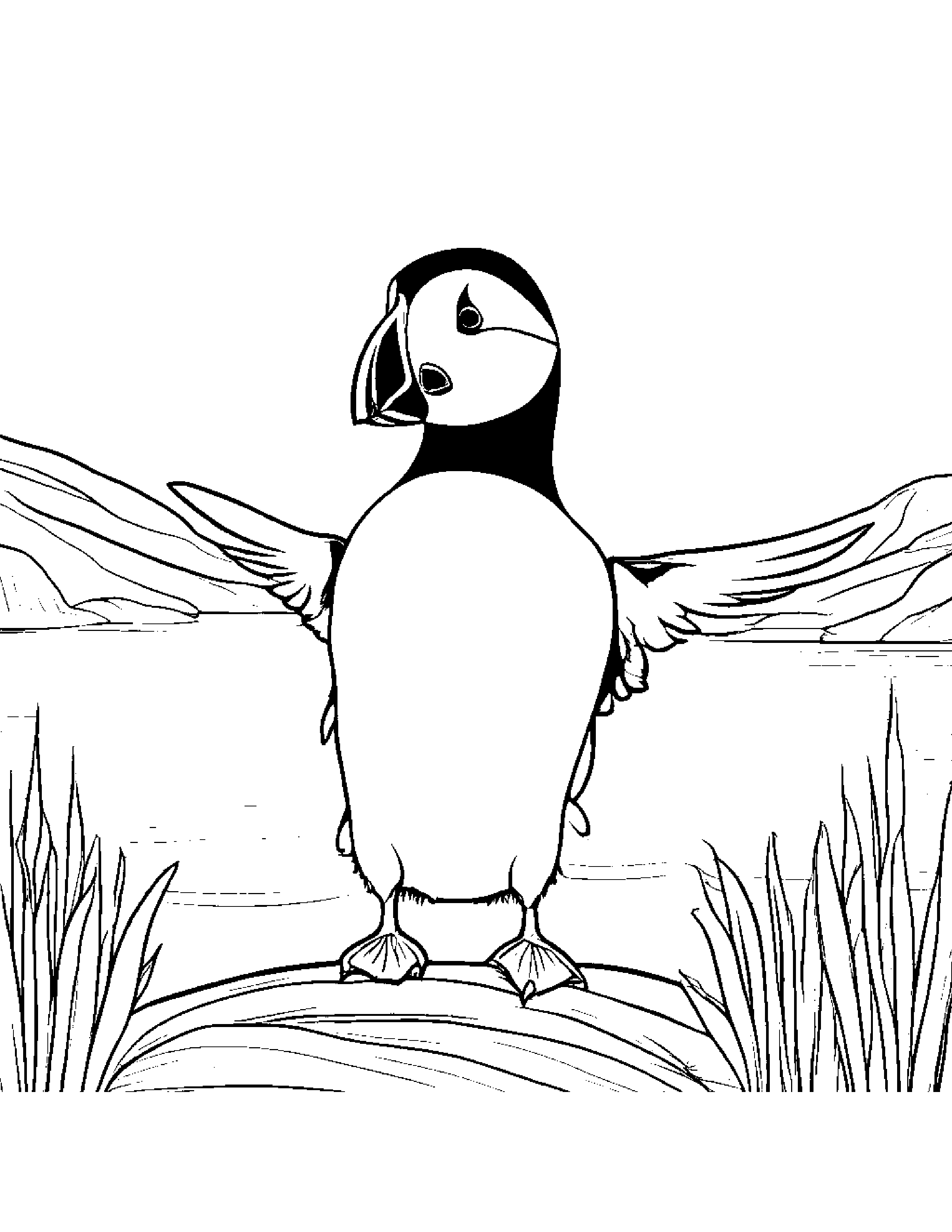 Puffin Giving A High Five Coloring Page (Free Printable PDF)