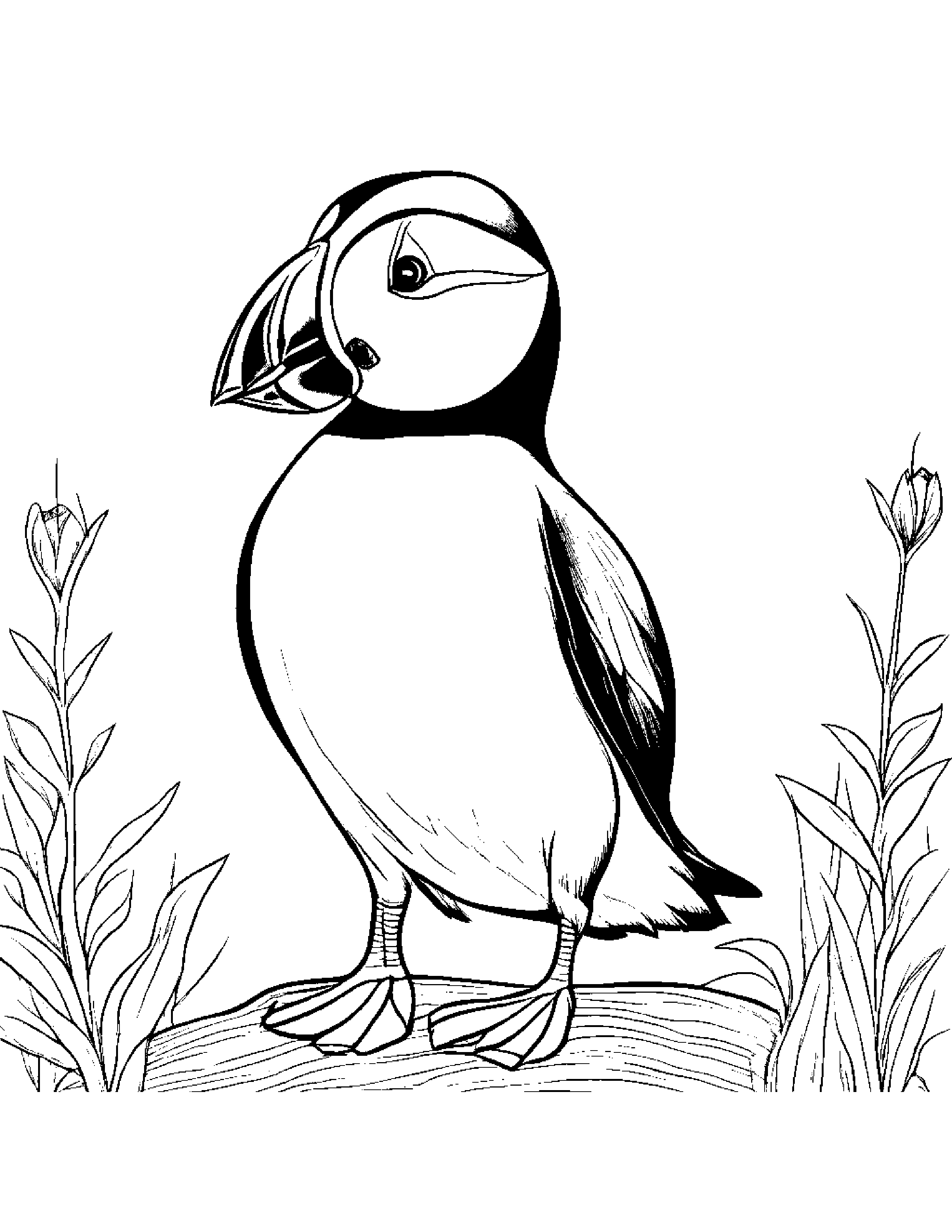 Puffin With A Soft Scarf #2 Coloring Page (Free Printable PDF)