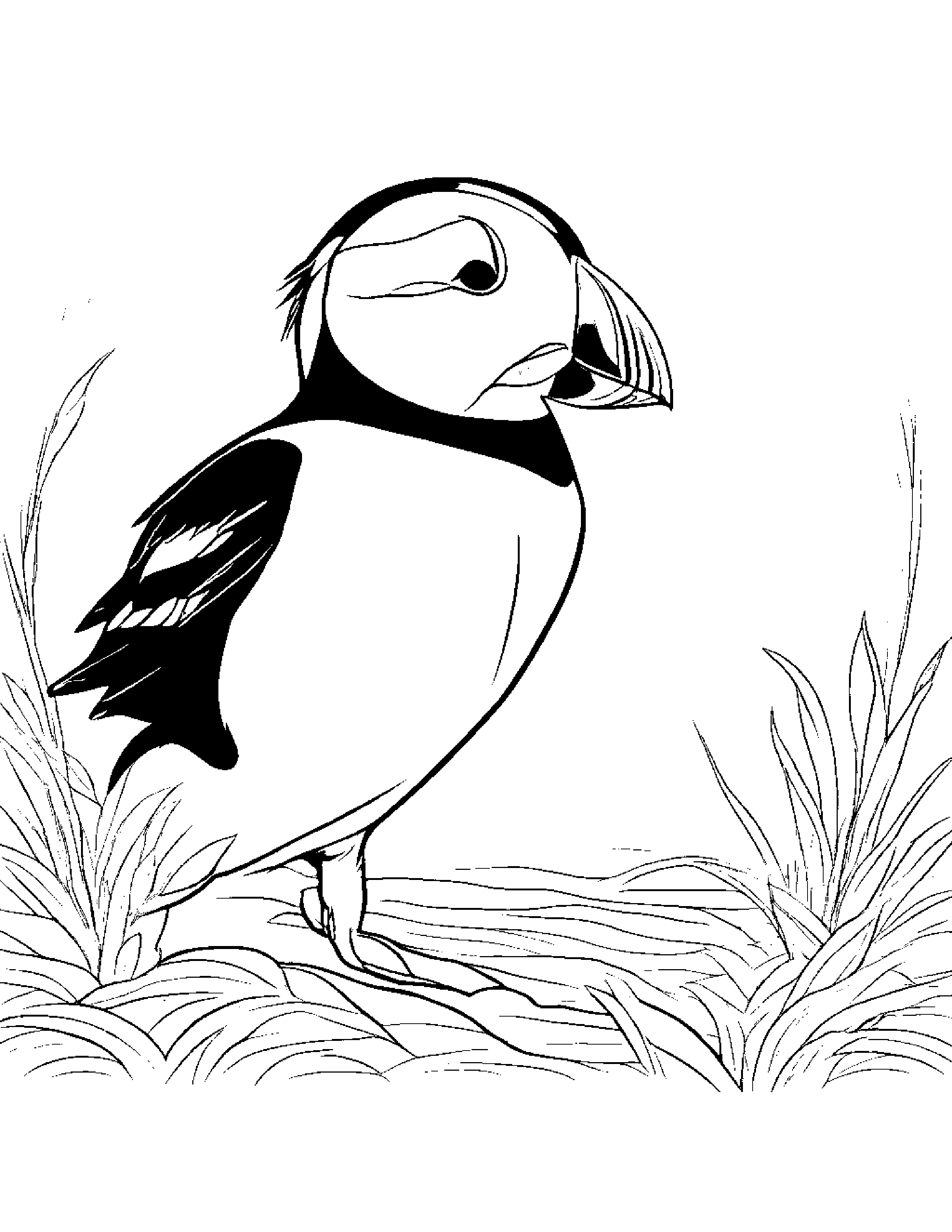 Puffin With A Soft Scarf #3 Coloring Page (Free Printable PDF)