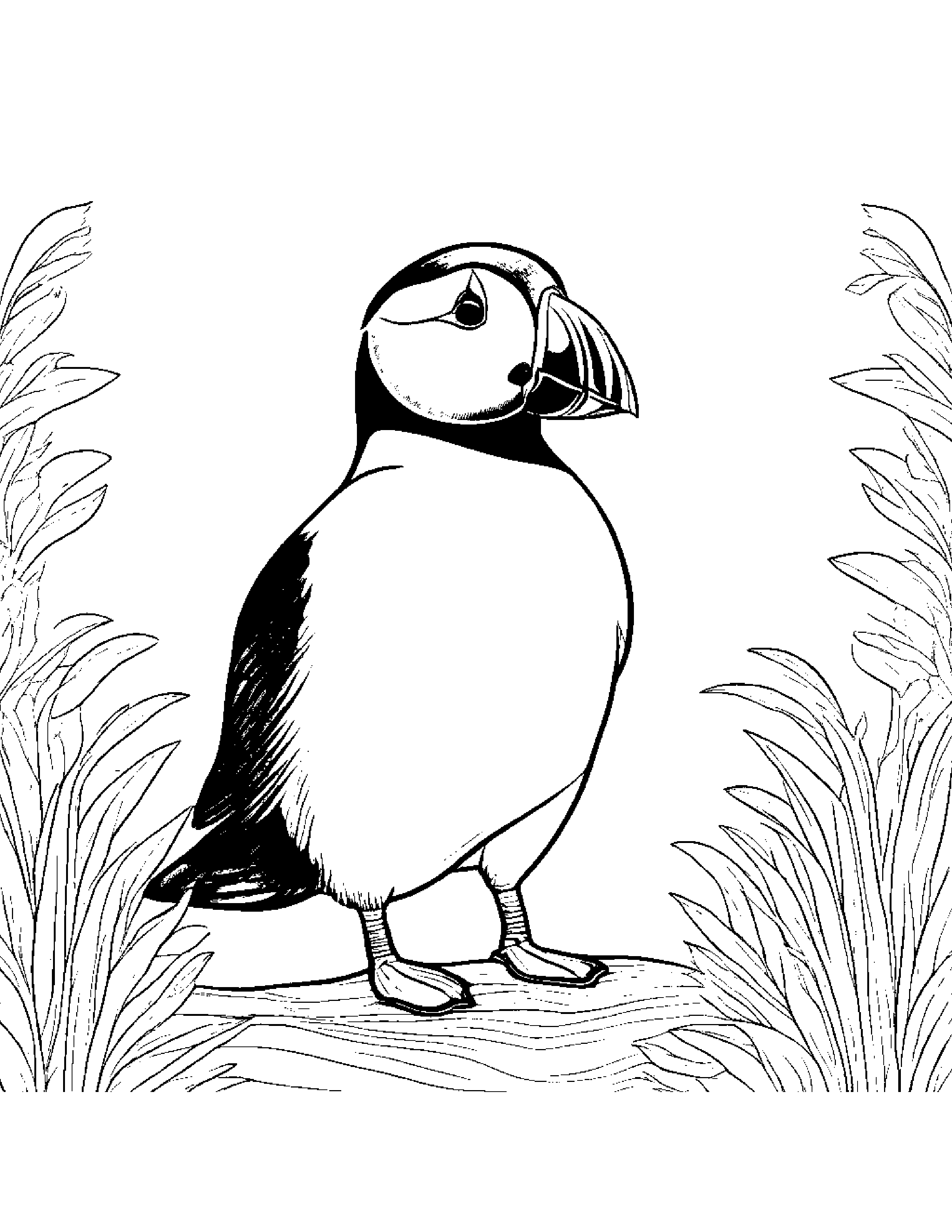 Puffin With A Soft Scarf Coloring Page (Free Printable PDF)