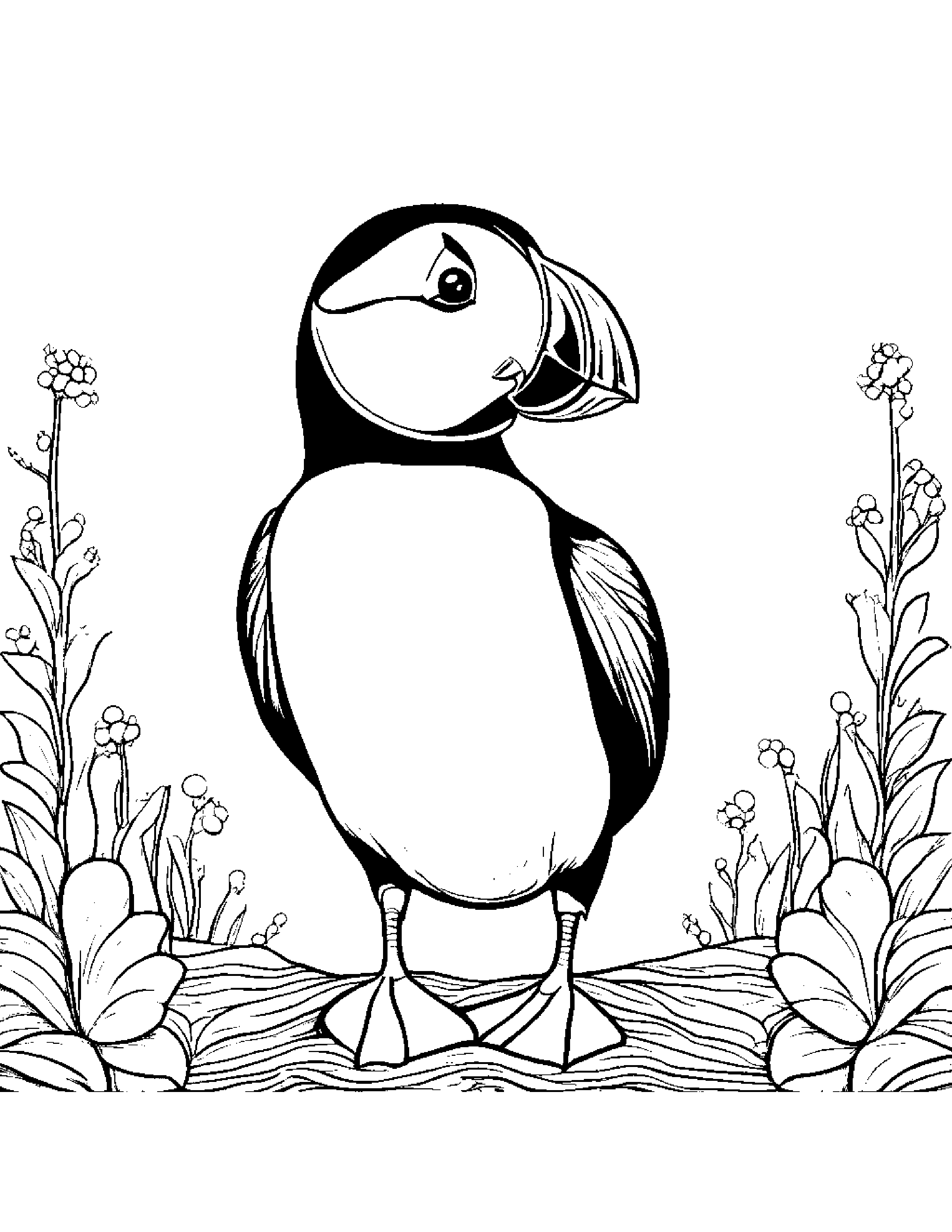 Puffin With Sparkles #2 Coloring Page (Free Printable PDF)