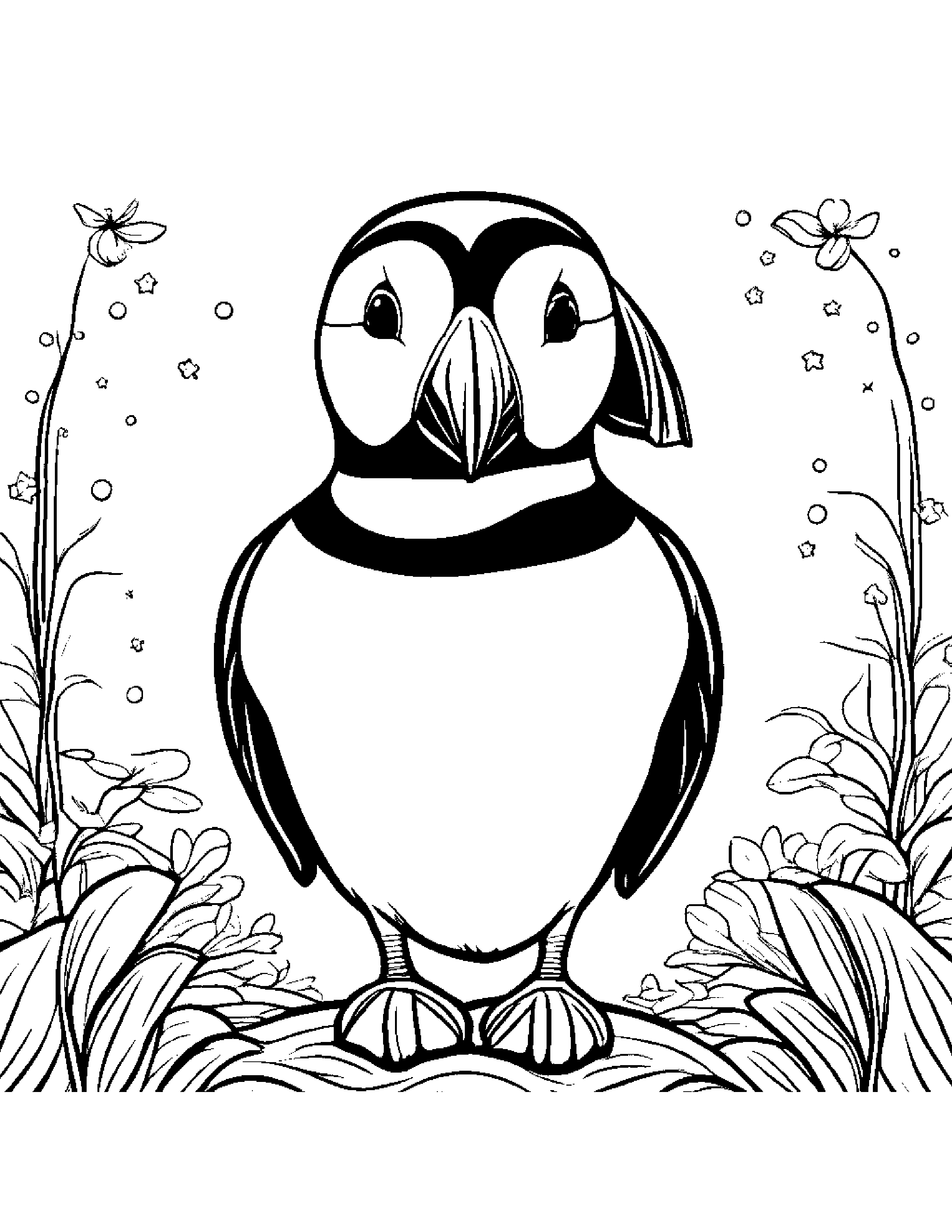 Puffin With Sparkles #3 Coloring Page (Free Printable PDF)