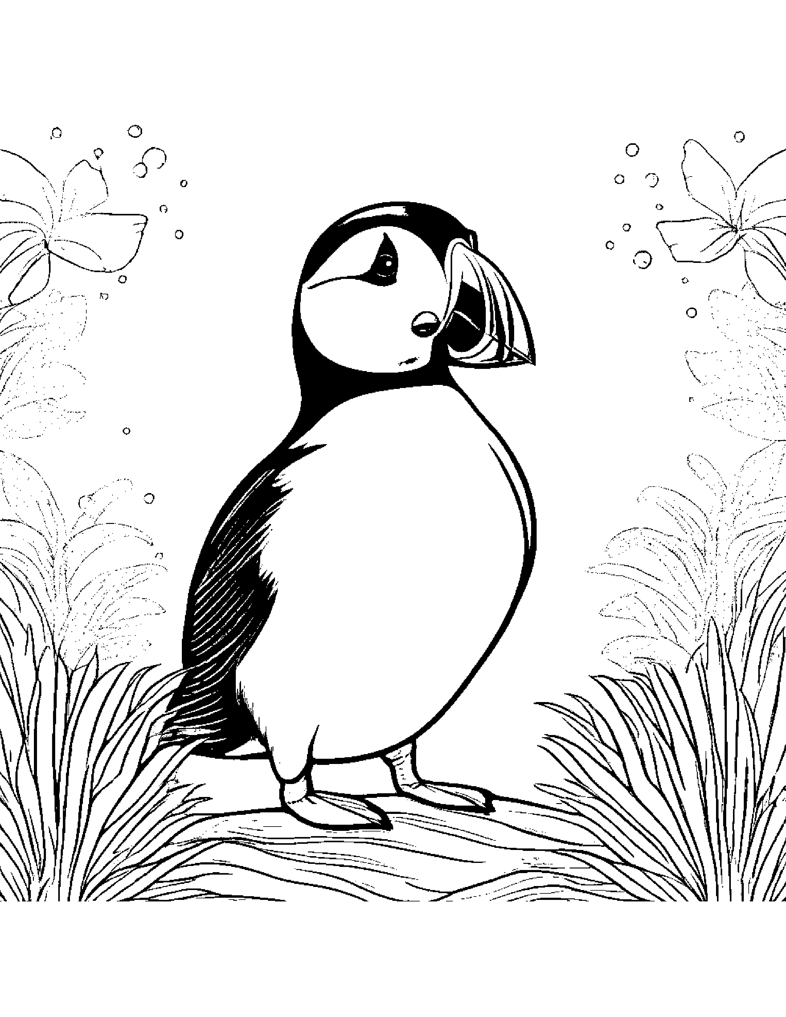 Puffin With Sparkles Coloring Page (Free Printable PDF)