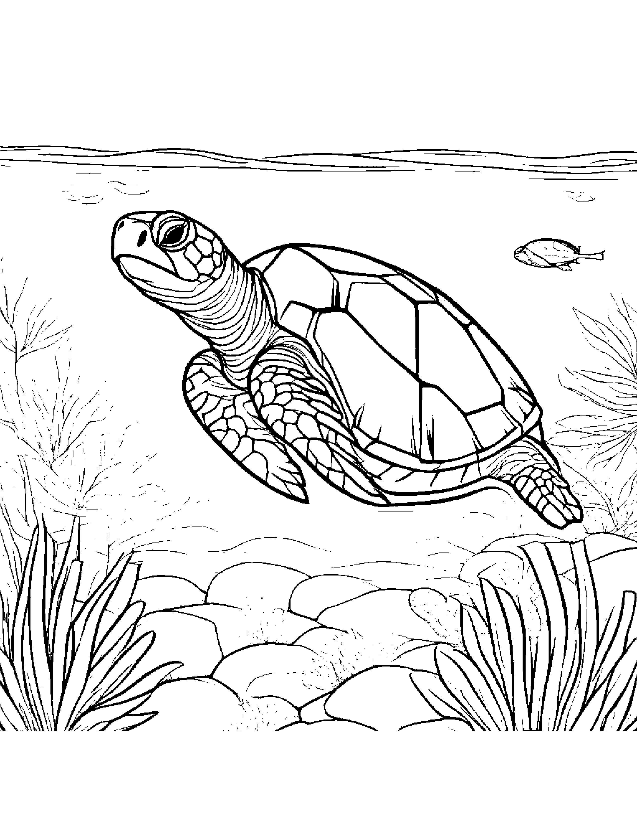 Sea Turtle Stacking Blocks #3 Coloring Page (Free Printable PDF)