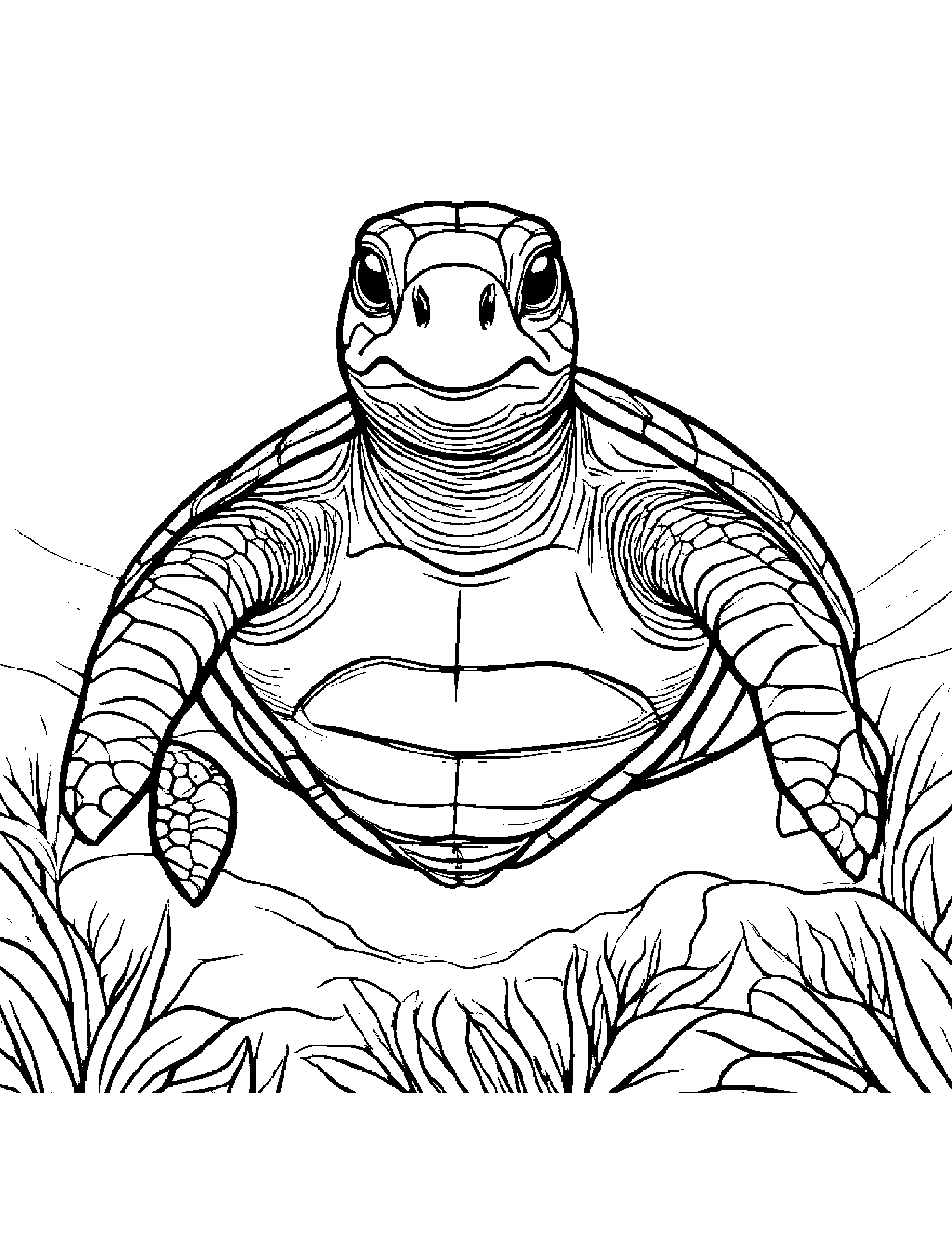 Sea Turtle With A Soft Scarf #5 Coloring Page (Free Printable PDF)