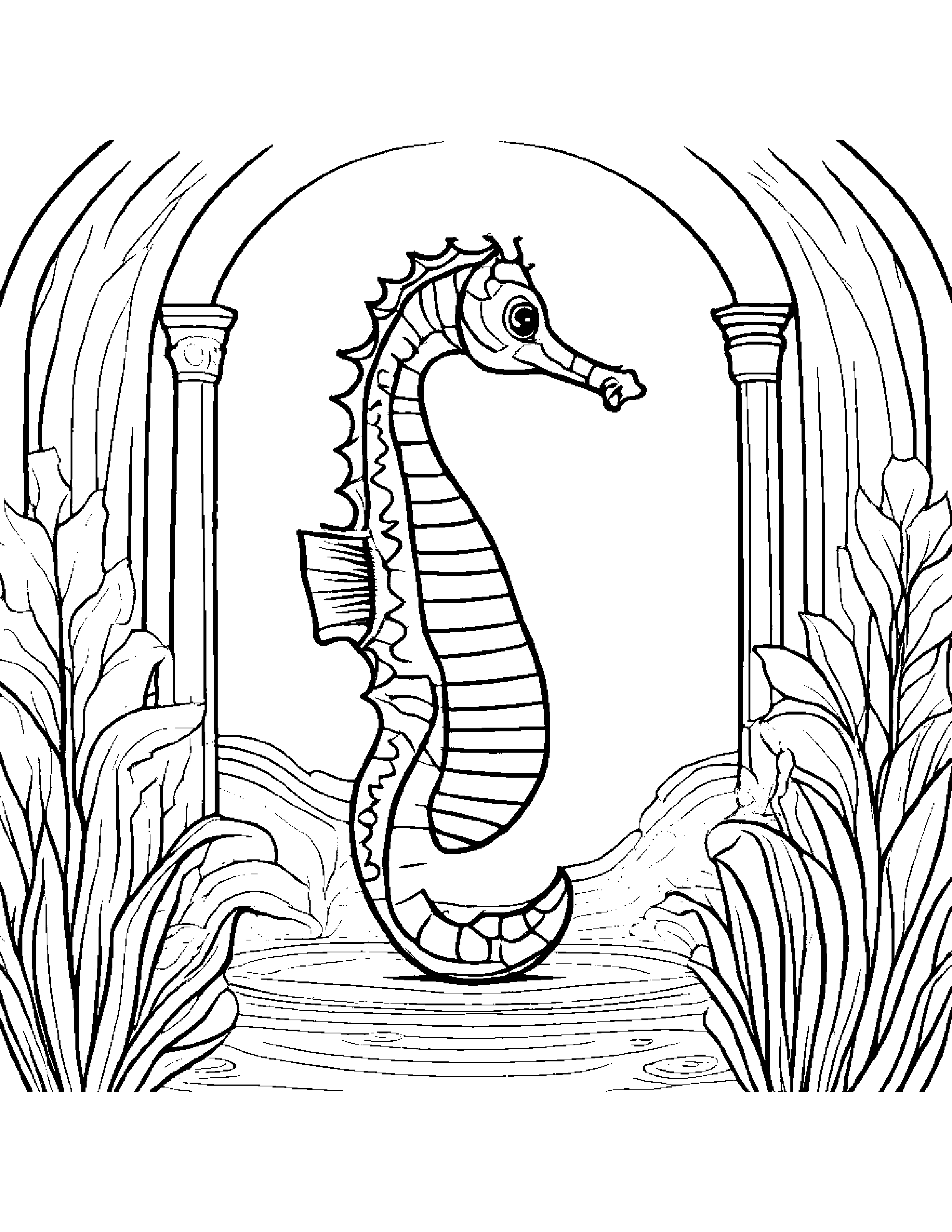 Seahorse Counting On A Music Stage #2 Coloring Page (Free Printable PDF)