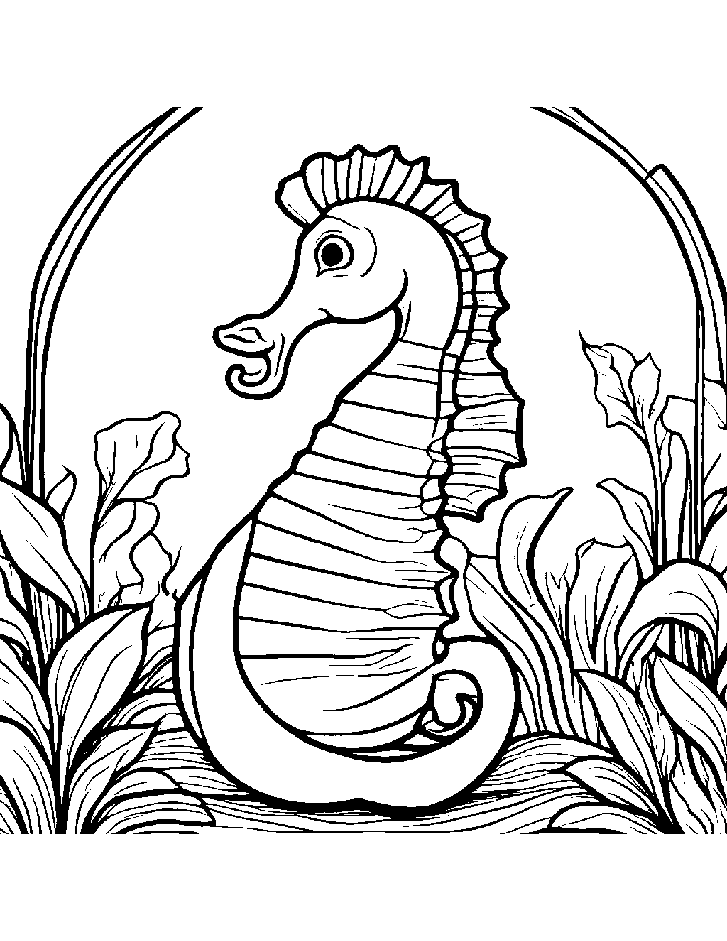 Seahorse Counting On A Music Stage #3 Coloring Page (Free Printable PDF)
