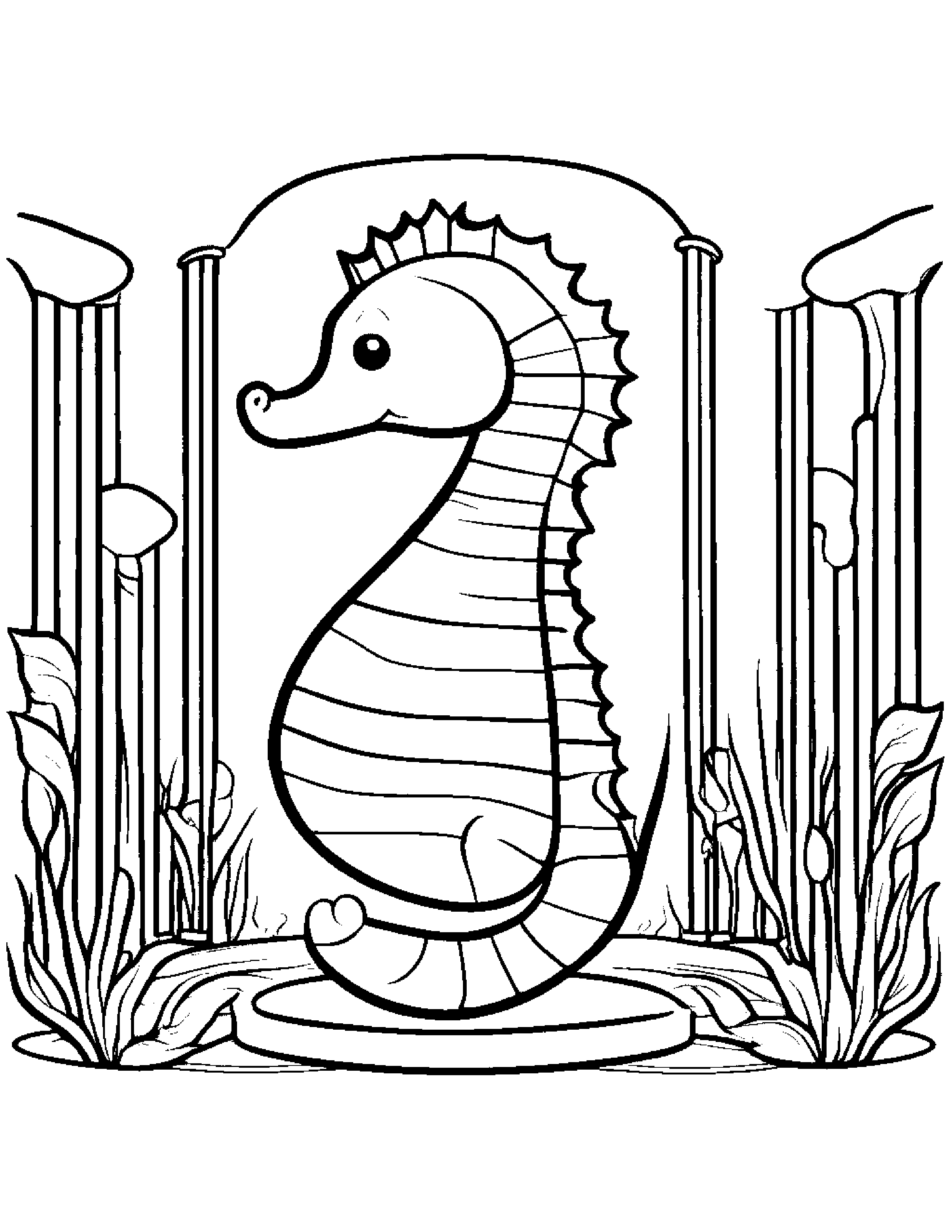 Seahorse Counting On A Music Stage Coloring Page (Free Printable PDF)