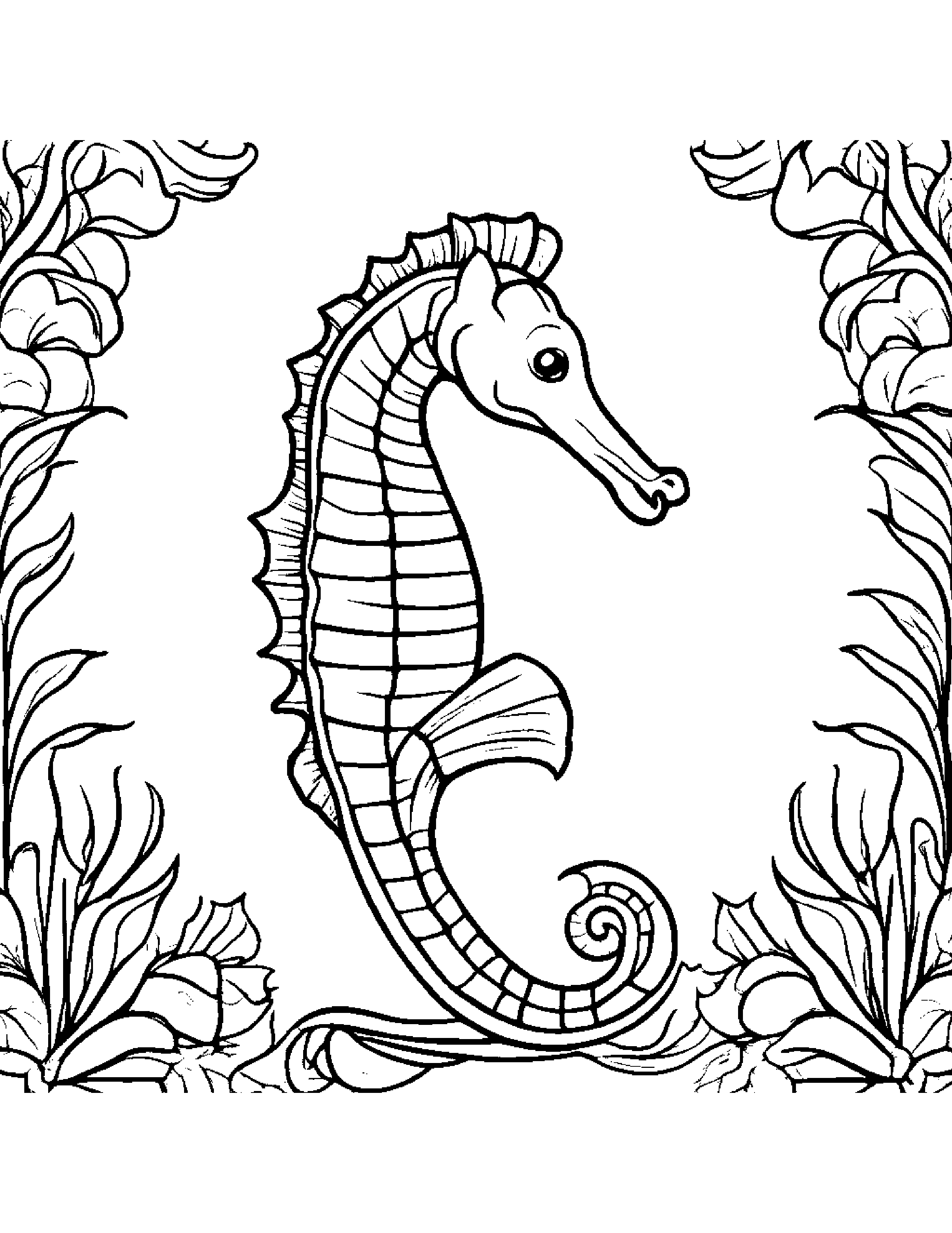 Seahorse Learning To Tie A Bow #2 Coloring Page (Free Printable PDF)