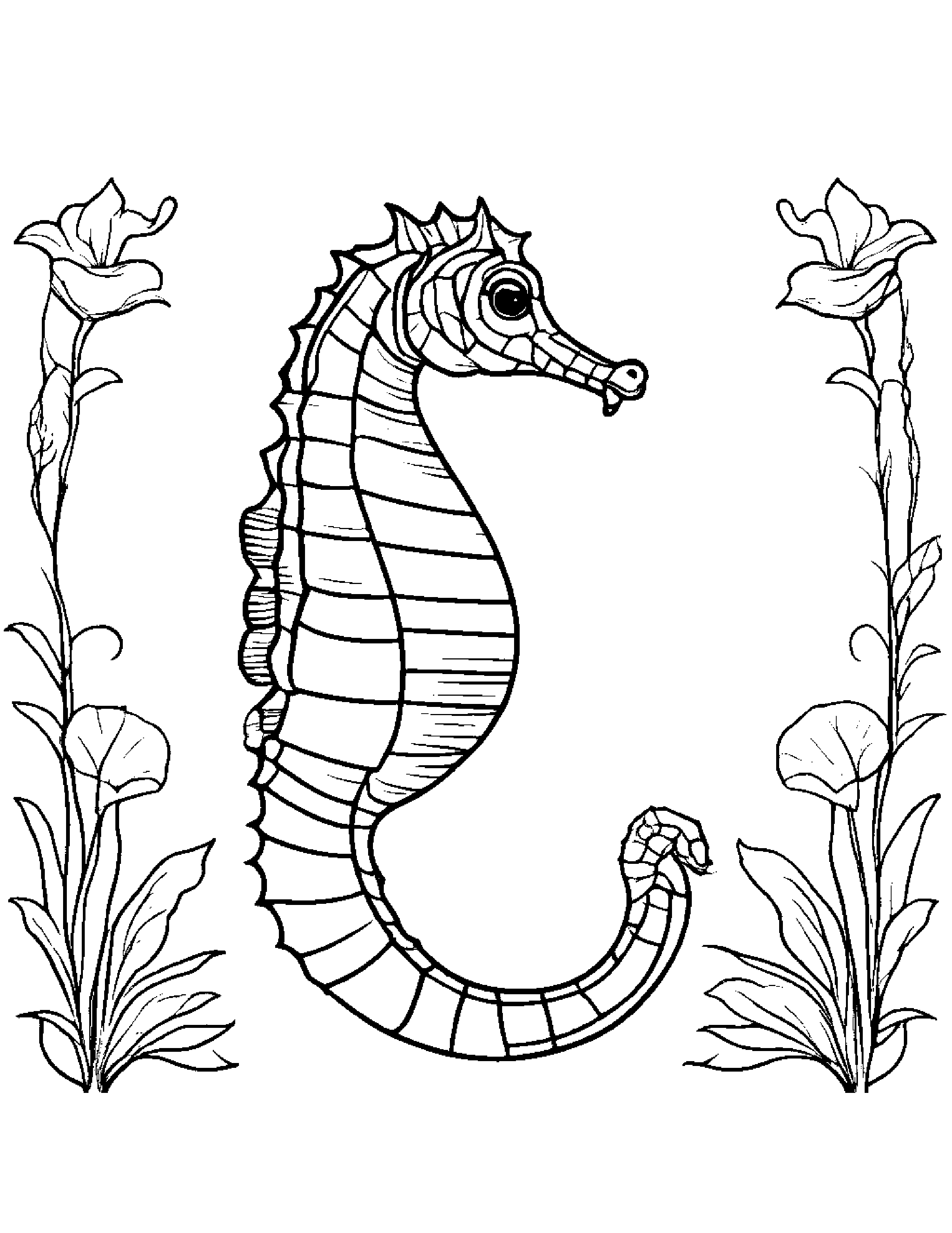Seahorse Learning To Tie A Bow #3 Coloring Page (Free Printable PDF)