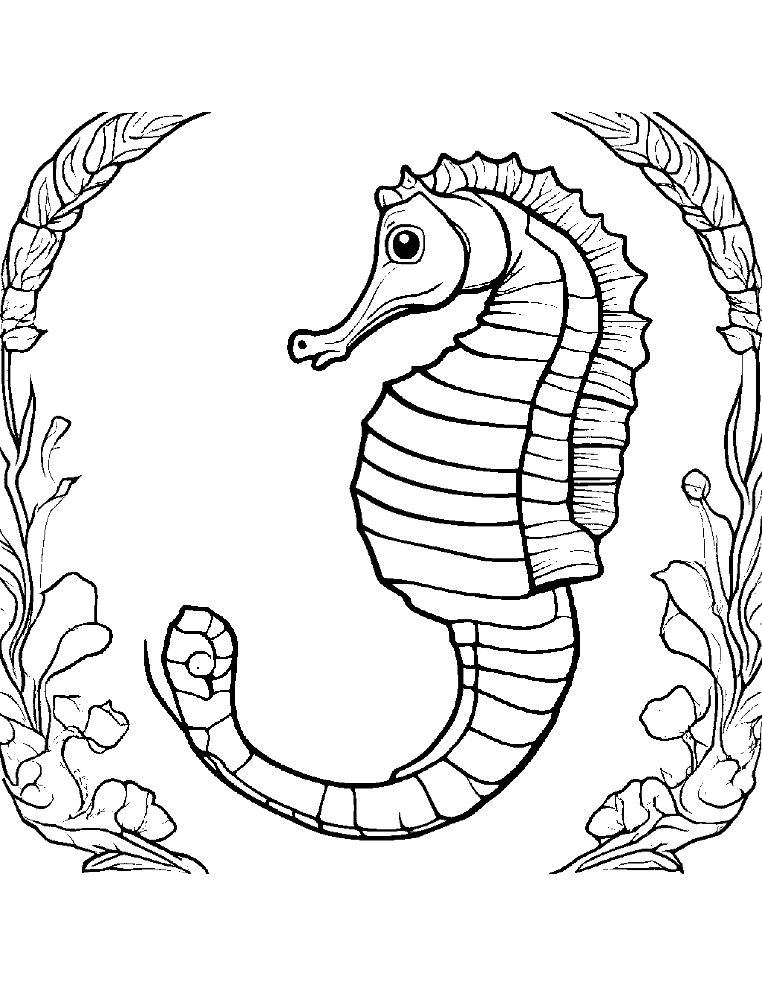 Seahorse Learning To Tie A Bow #4 Coloring Page (Free Printable PDF)