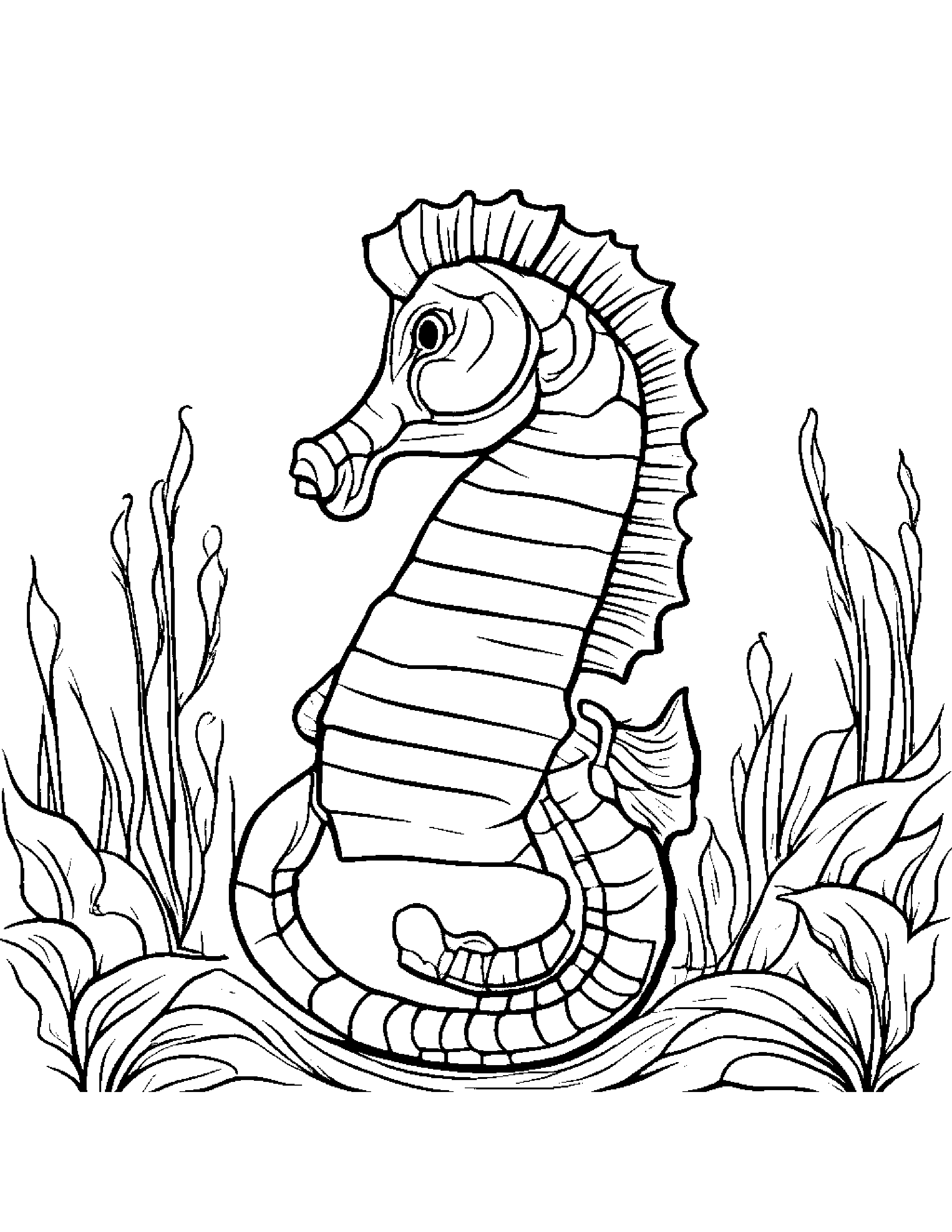 Seahorse Learning To Tie A Bow #5 Coloring Page (Free Printable PDF)