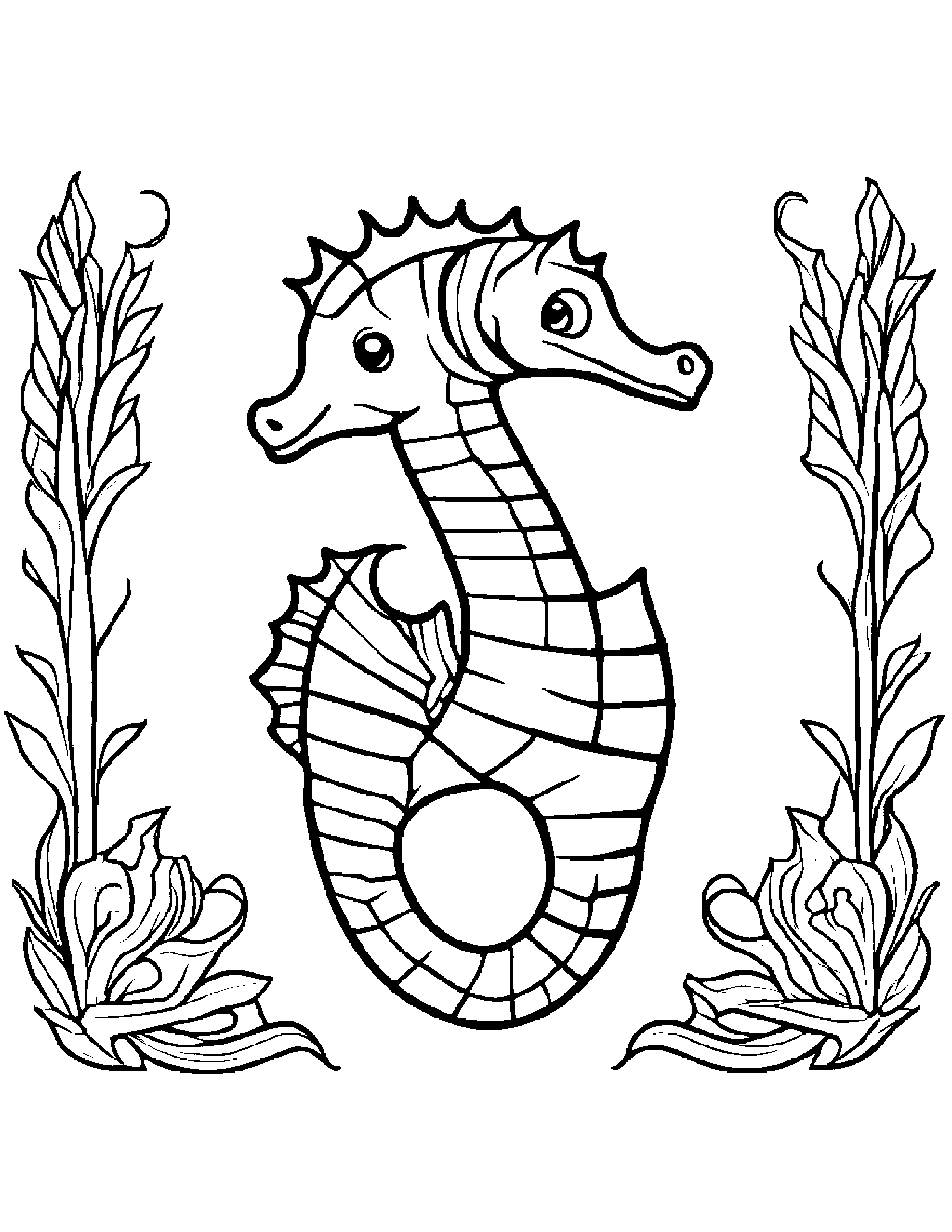 Seahorse Learning To Tie A Bow Coloring Page (Free Printable PDF)