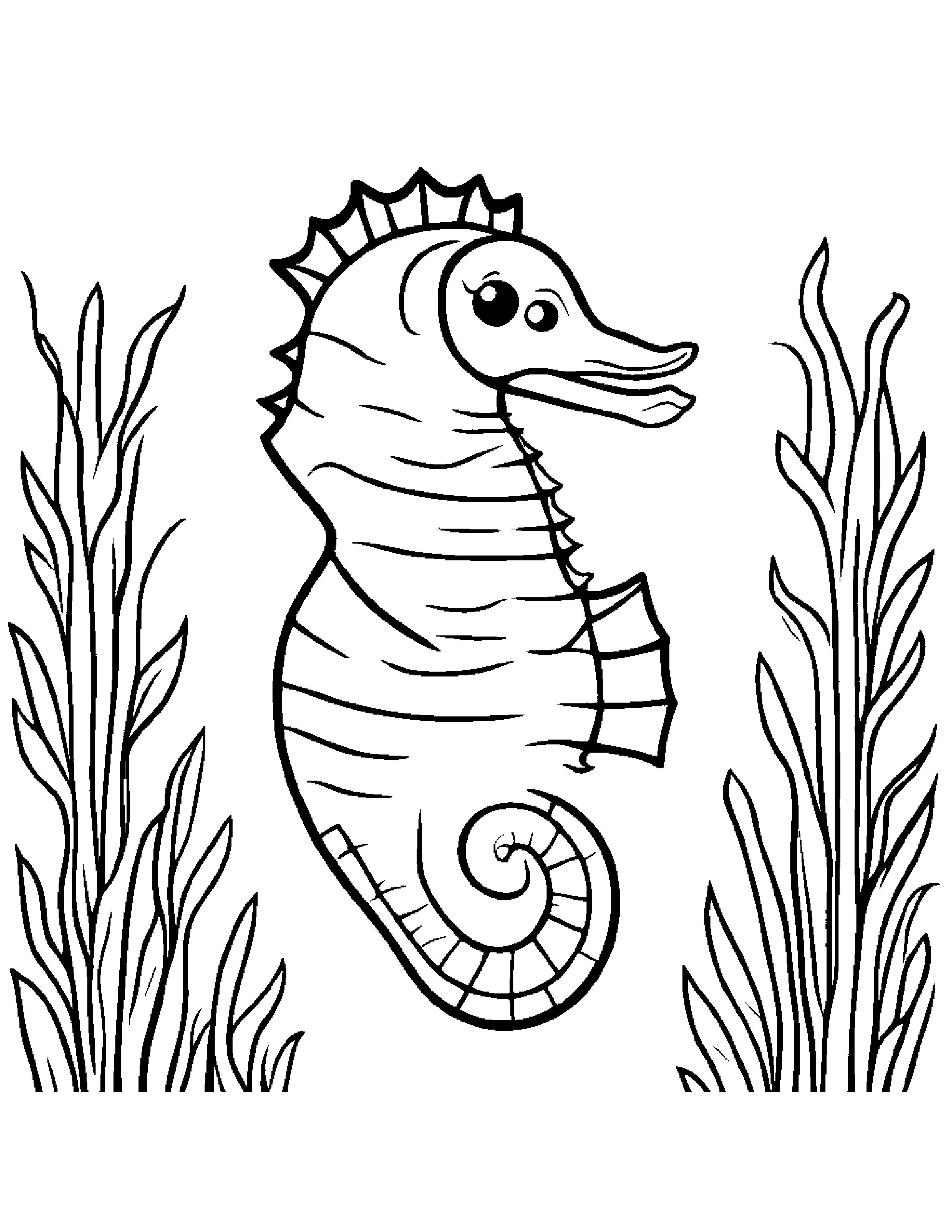 Seahorse Making Silly Faces #2 Coloring Page (Free Printable PDF)