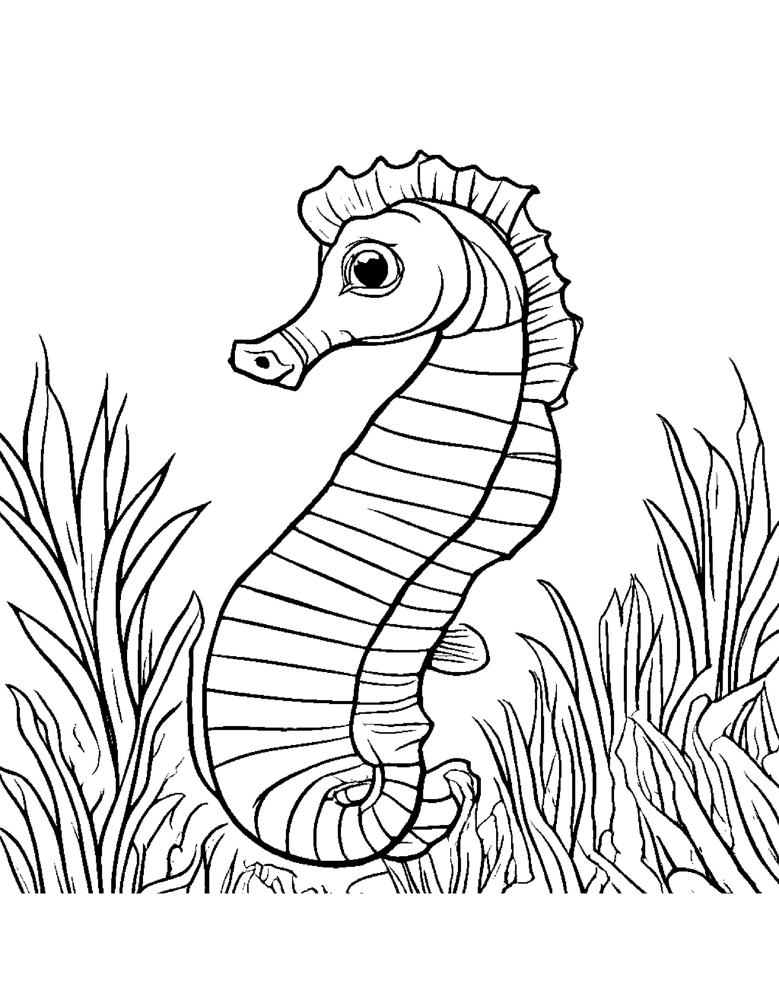 Seahorse Making Silly Faces #3 Coloring Page (Free Printable PDF)