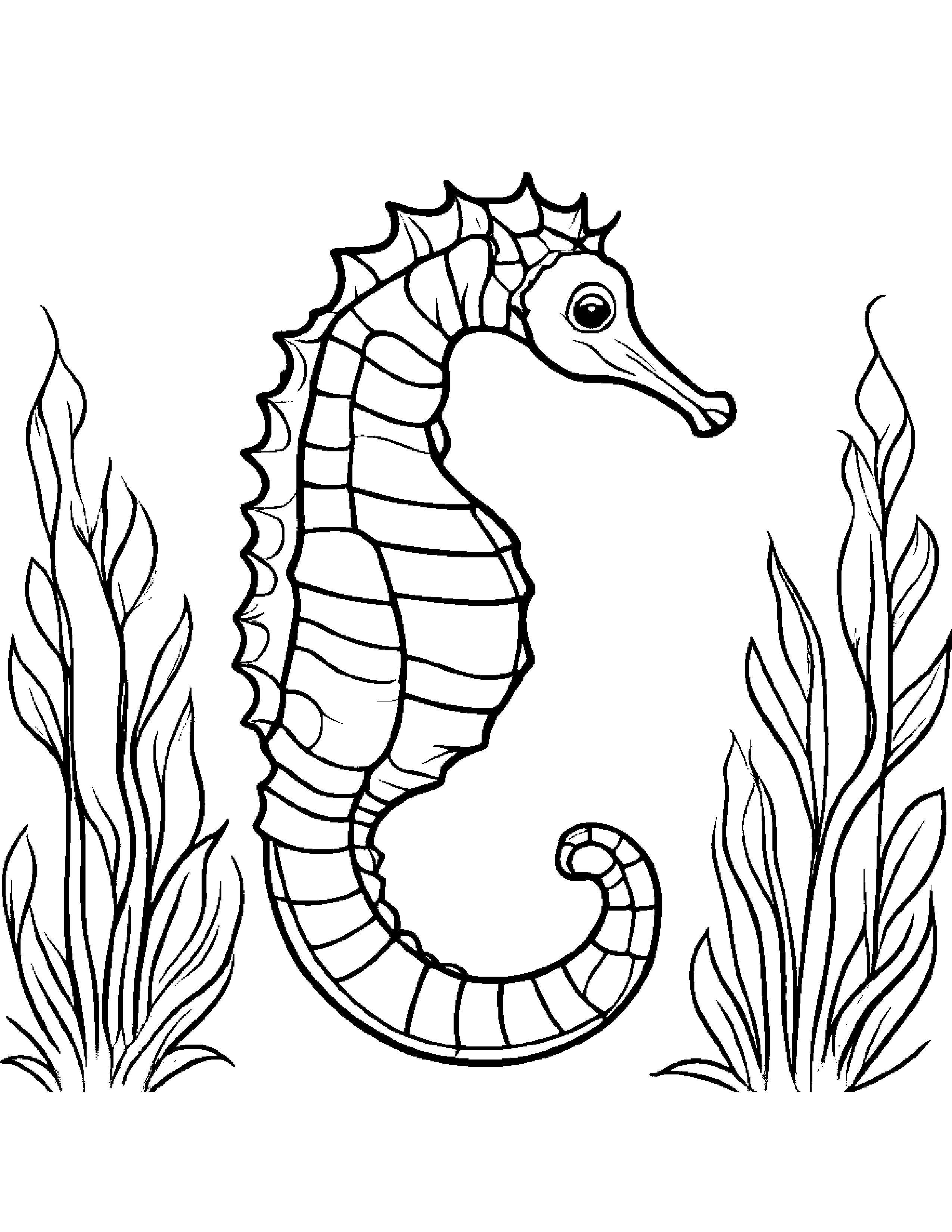 Seahorse With A Sunny Sticker #2 Coloring Page (Free Printable PDF)