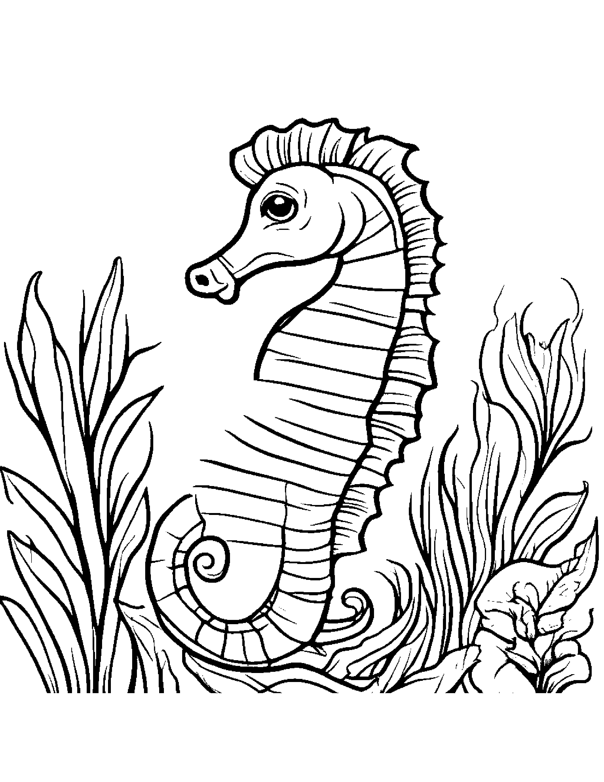 Seahorse With A Sunny Sticker #3 Coloring Page (Free Printable PDF)
