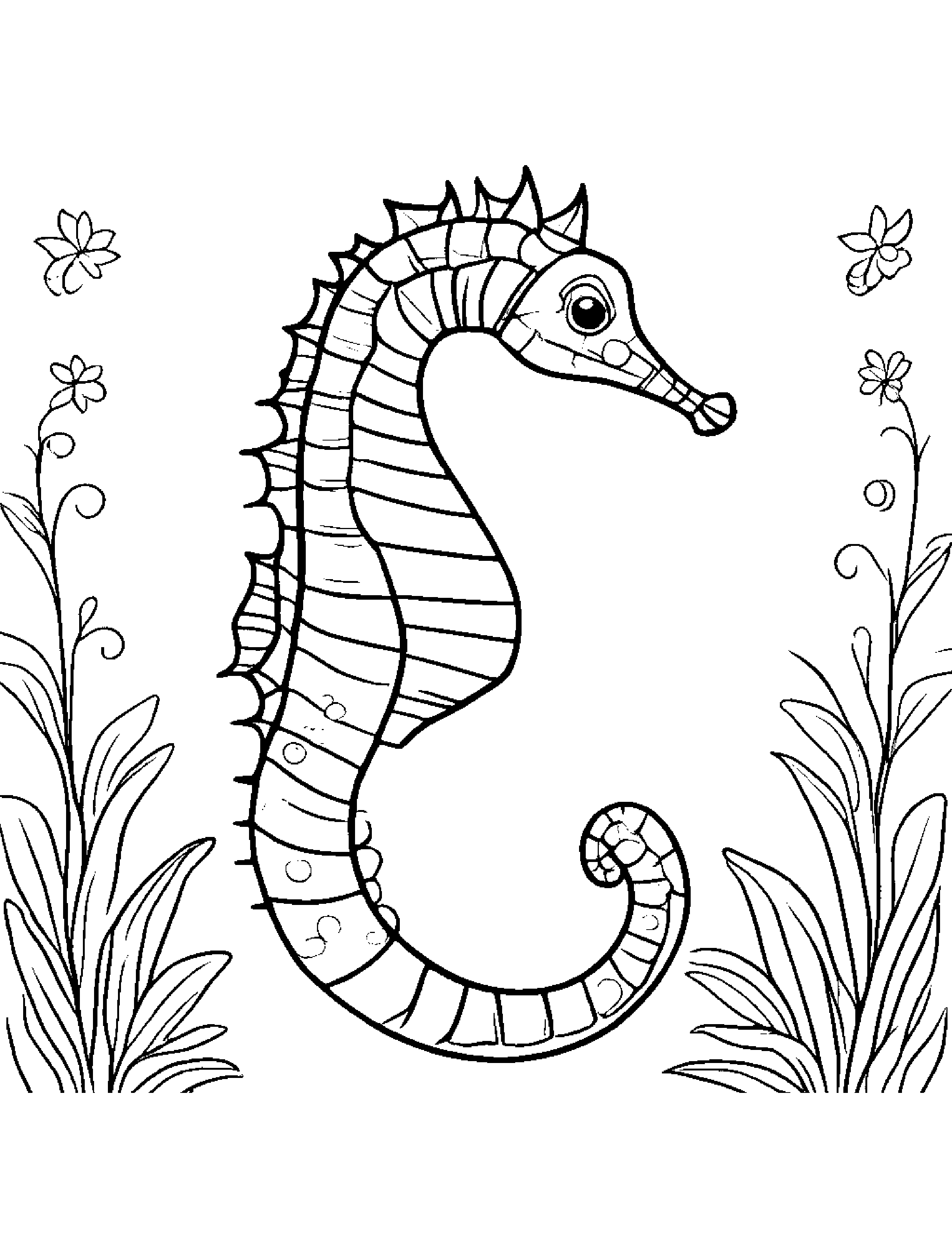 Seahorse With Sparkles #2 Coloring Page (Free Printable PDF)