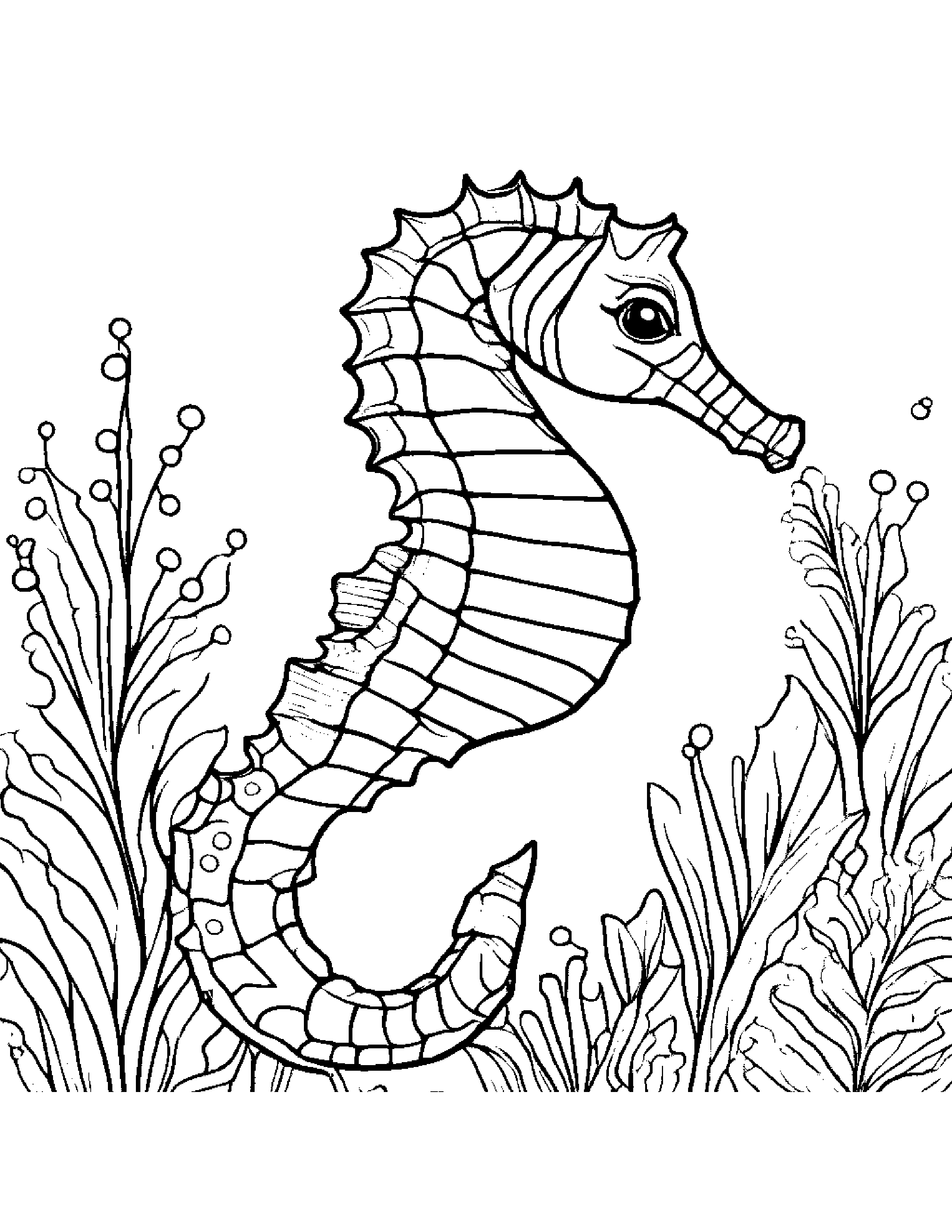 Seahorse With Sparkles #3 Coloring Page (Free Printable PDF)